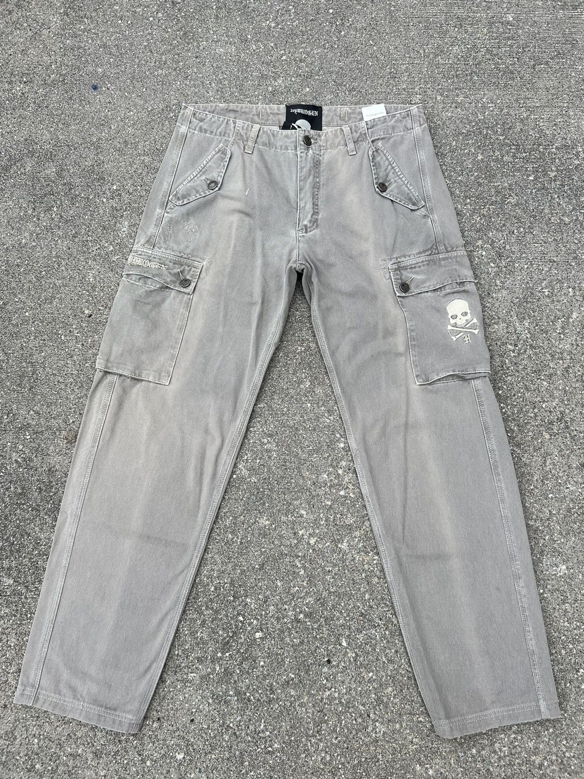 HYDROGEN Vintage Hydrogen 73000 Cargo Skull Sun Faded Trouser Pant Size US 31 - 1 Thumbnail