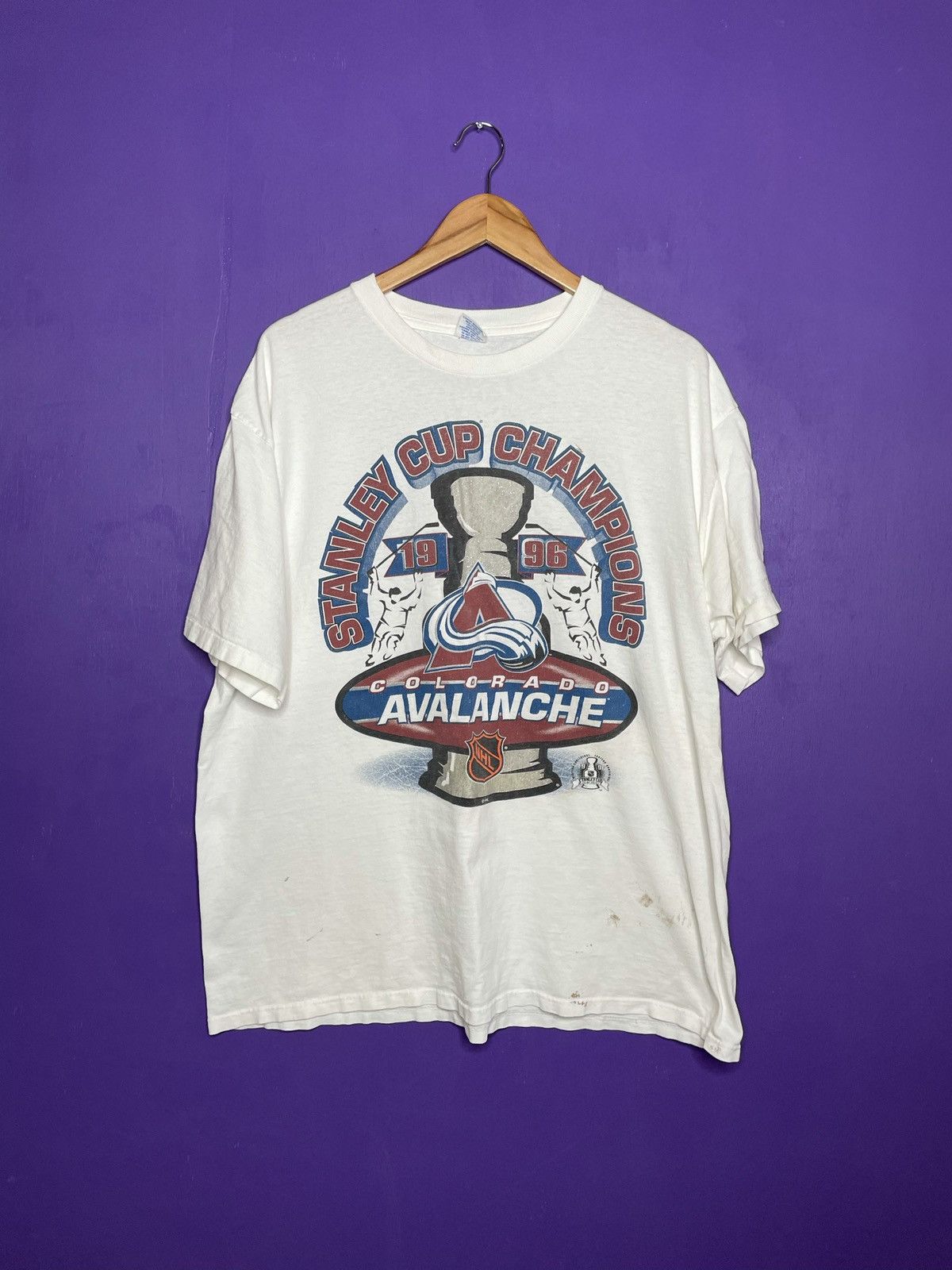 Vintage Starter Colorado Avalanche NHL 1996 Stanley Champions Shirt Youth  14-16
