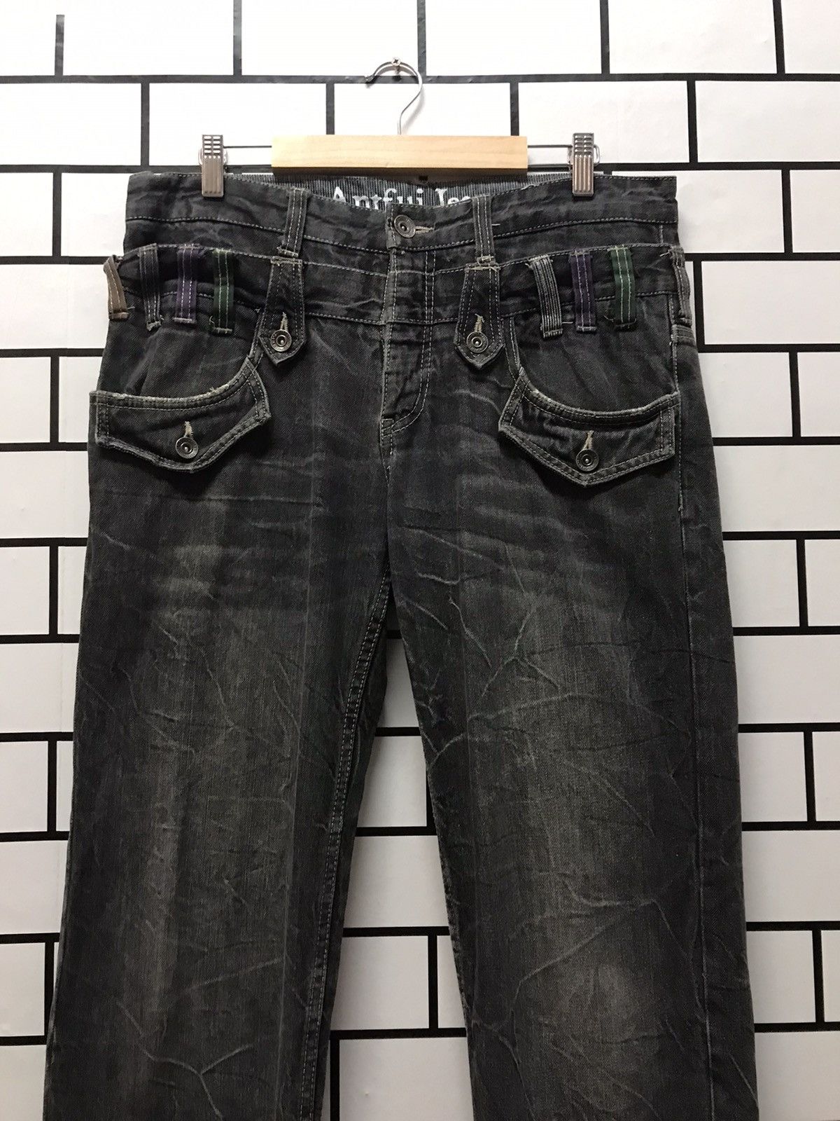 Japanese Brand Japan Brand Antfui Double Waist Distressed Denim Size US 33 - 3 Thumbnail