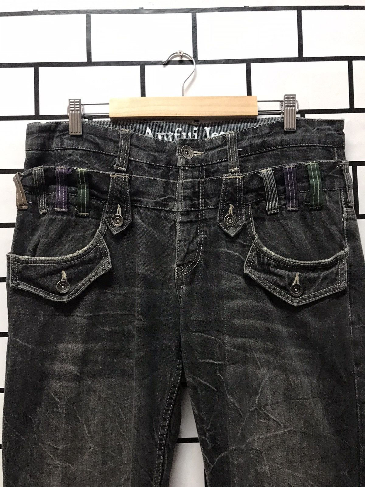 Japanese Brand Japan Brand Antfui Double Waist Distressed Denim Size US 33 - 7 Thumbnail