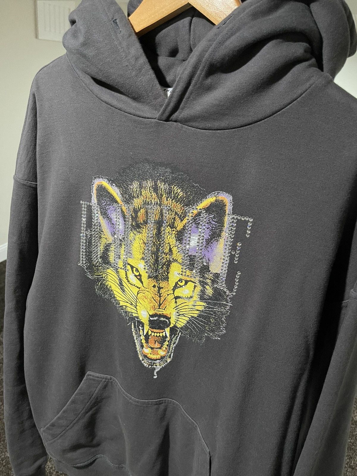 Rhude × Swarovski Rhude Swarovski Wolf Vintage Wash Hoodie Barneys Exclusive Size US L / EU 52-54 / 3 - 2 Thumbnail