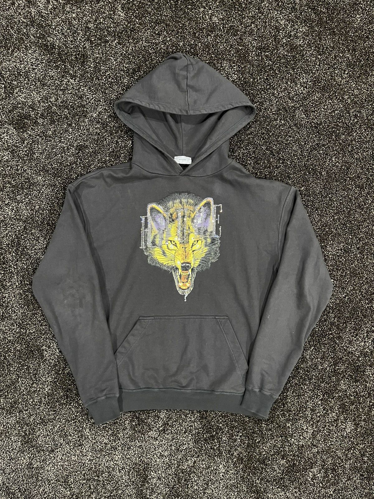Rhude × Swarovski Rhude Swarovski Wolf Vintage Wash Hoodie Barneys Exclusive Size US L / EU 52-54 / 3 - 4 Thumbnail