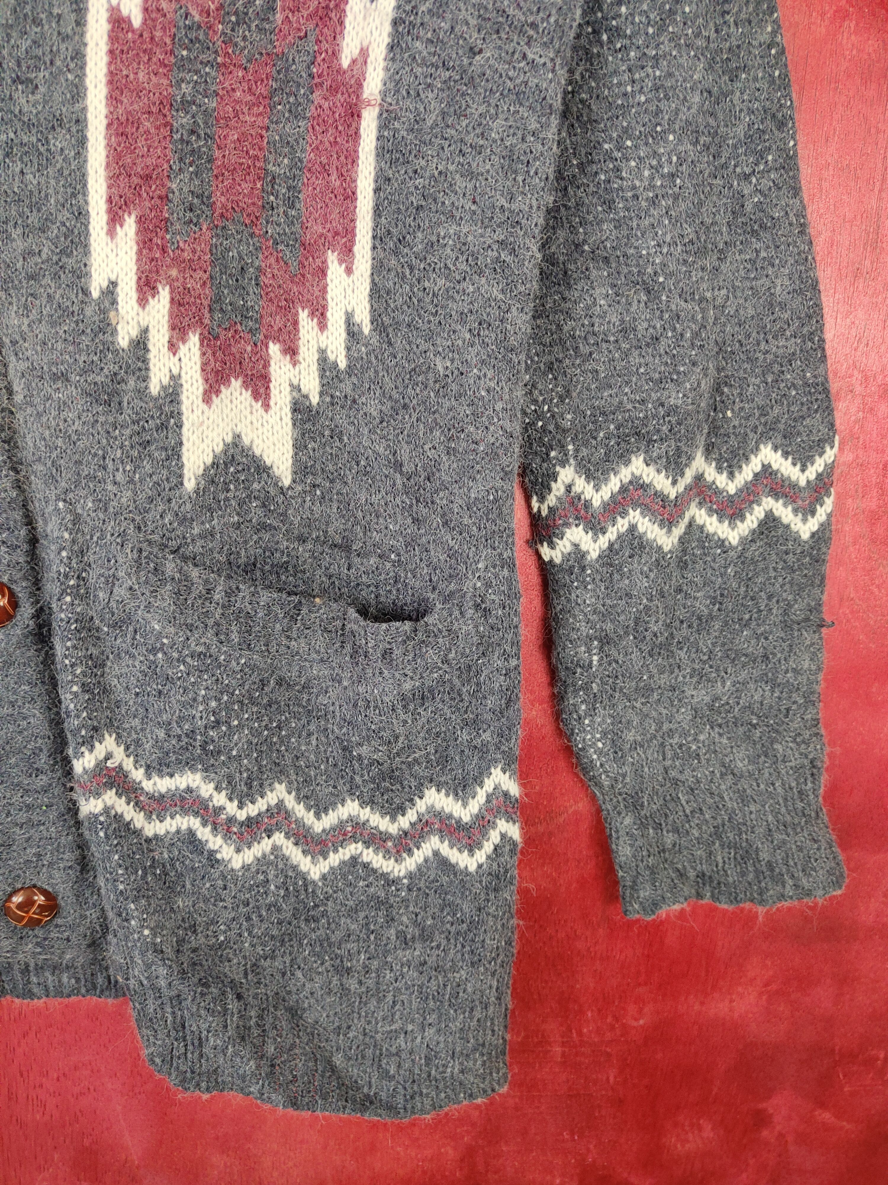 Japanese Brand Underwraps Gray navajo cardigan Knitwear #5236 Size M / US 6-8 / IT 42-44 - 4 Thumbnail