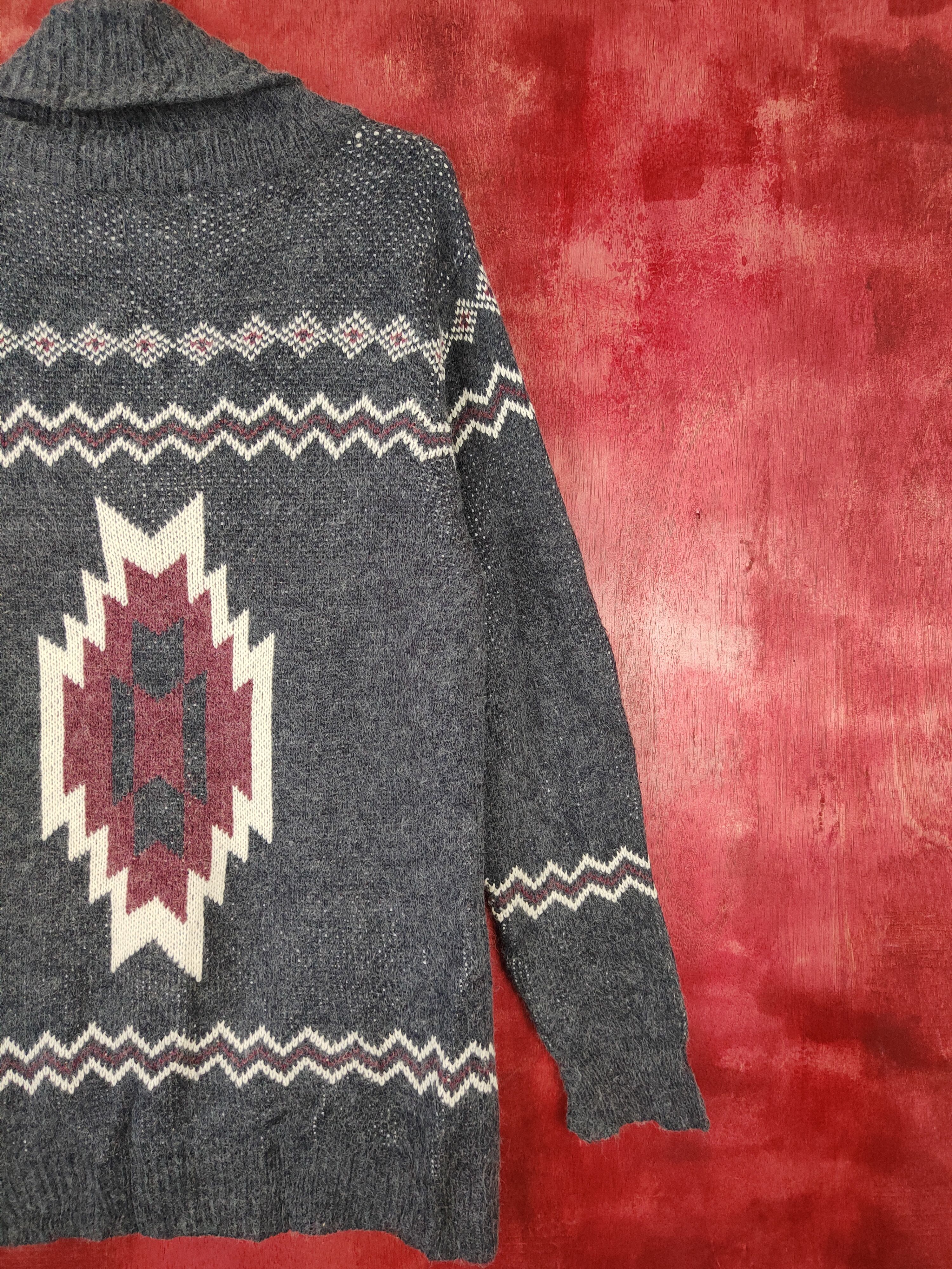 Japanese Brand Underwraps Gray navajo cardigan Knitwear #5236 Size M / US 6-8 / IT 42-44 - 9 Thumbnail