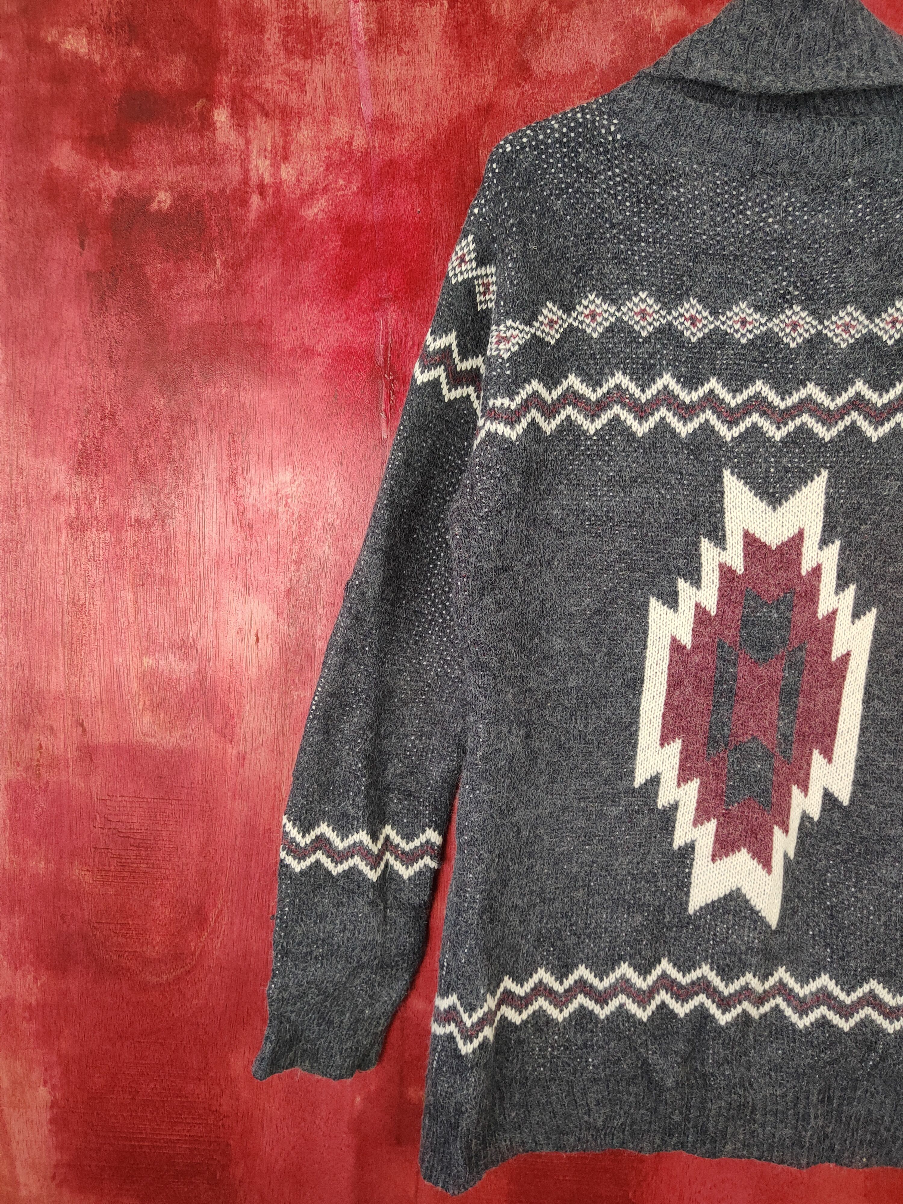 Japanese Brand Underwraps Gray navajo cardigan Knitwear #5236 Size M / US 6-8 / IT 42-44 - 8 Thumbnail
