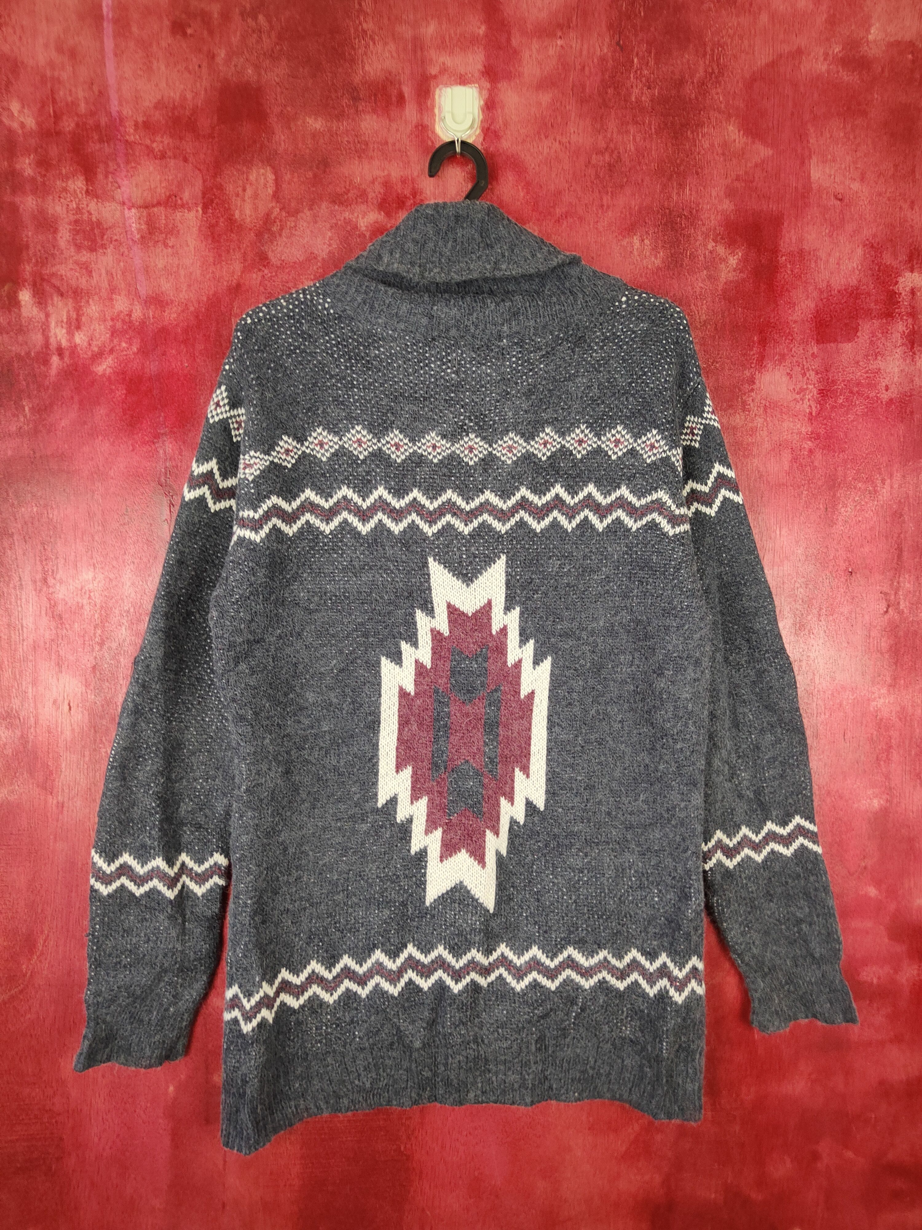 Japanese Brand Underwraps Gray navajo cardigan Knitwear #5236 Size M / US 6-8 / IT 42-44 - 7 Thumbnail