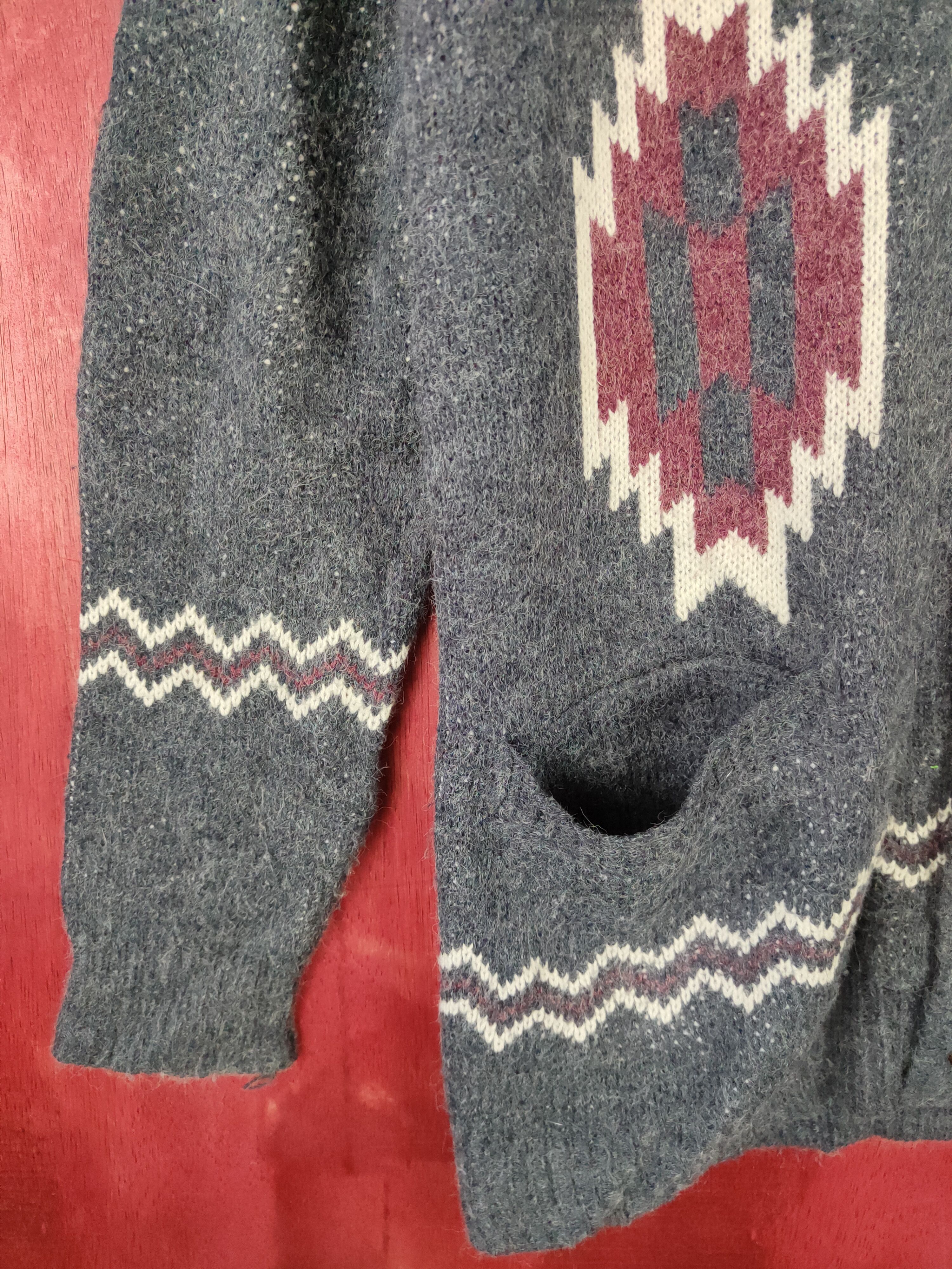 Japanese Brand Underwraps Gray navajo cardigan Knitwear #5236 Size M / US 6-8 / IT 42-44 - 3 Thumbnail