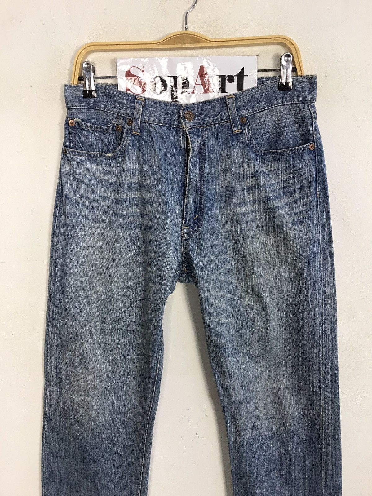 Japanese Brand × Levi's Vintage Levi’s Red Loop 505 Light Wash Jeans Design Size US 31 - 3 Thumbnail