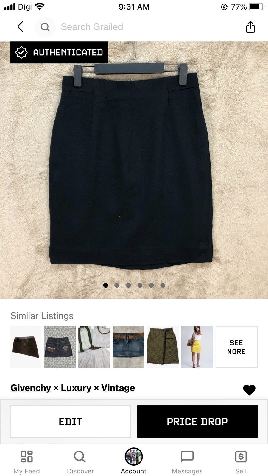 Givenchy ARCHIVES BOUTIQUES GIVENCHY MINI SKIRTS #5664-201 Size 31" - 7 Thumbnail