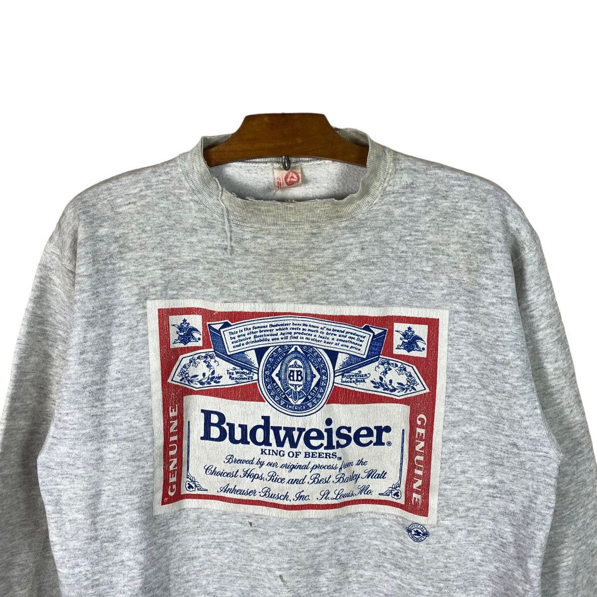 Budweiser × Vintage VINTAGE BUDWEISER DISTRESSED SWEATSHIRT Size US L / EU 52-54 / 3 - 2 Thumbnail