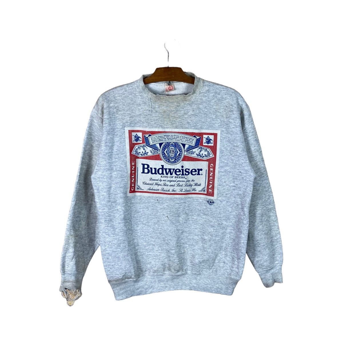 Budweiser × Vintage VINTAGE BUDWEISER DISTRESSED SWEATSHIRT Size US L / EU 52-54 / 3 - 1 Thumbnail