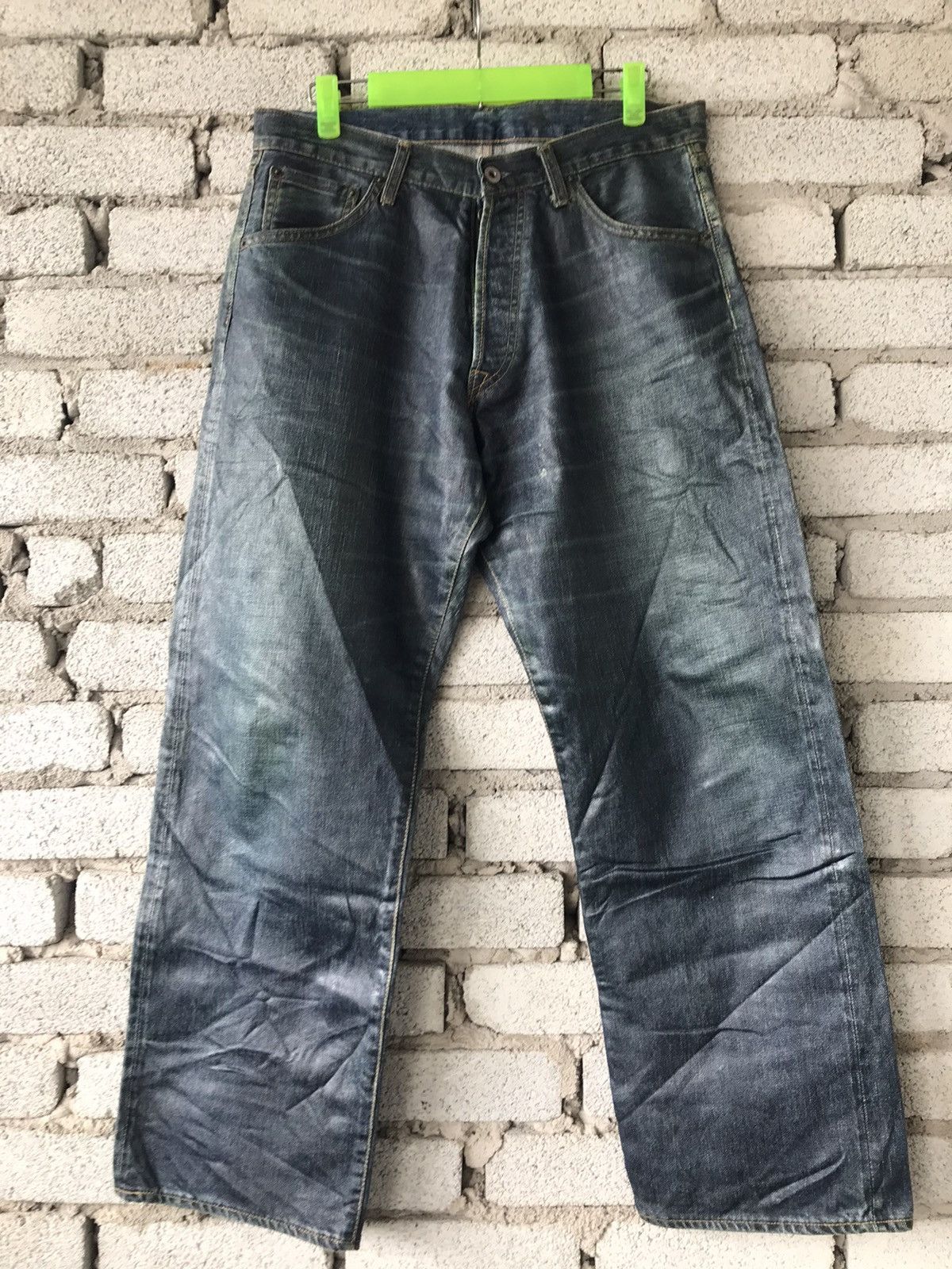 Japanese Brand × Vintage Unbrand Japanese Brand Selvedge Waxed Jeans Size US 33 - 1 Thumbnail