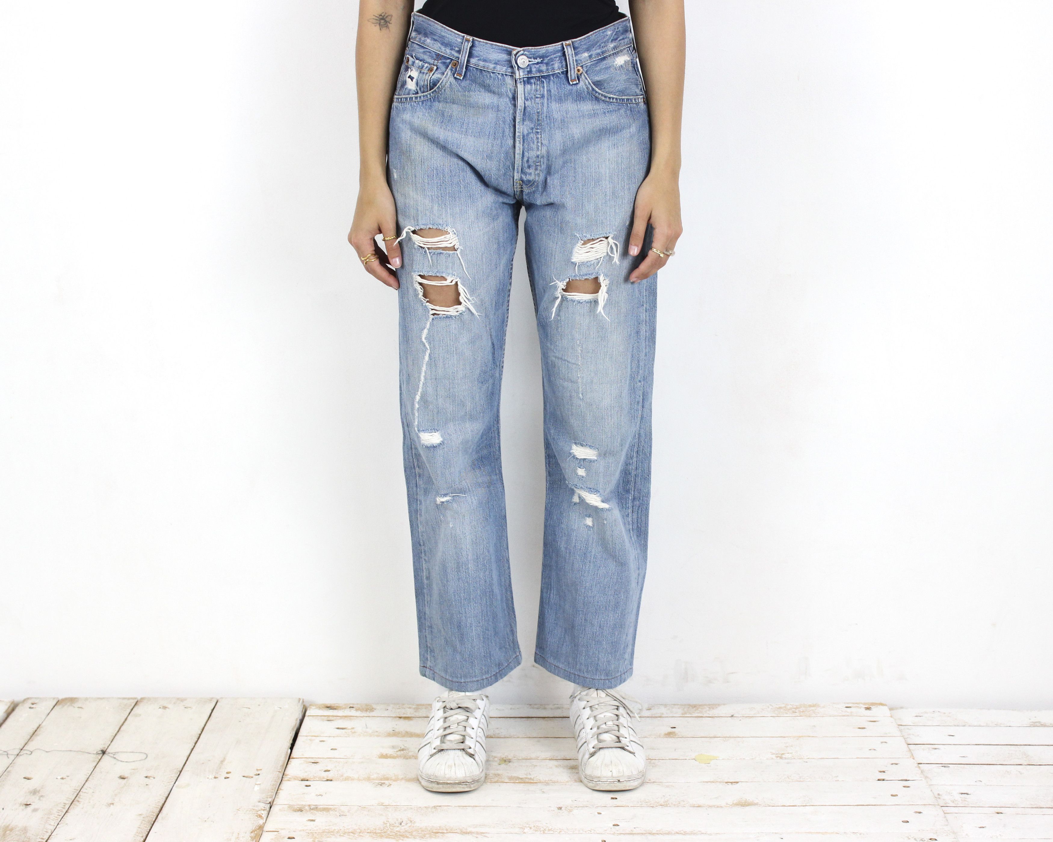 Levi's × Levi's Vintage Clothing × Vintage Women Jeans 501 Distressed Ripped Denim W30 L30 Trousers Size 30" / US 8 / IT 44 - 1 Thumbnail