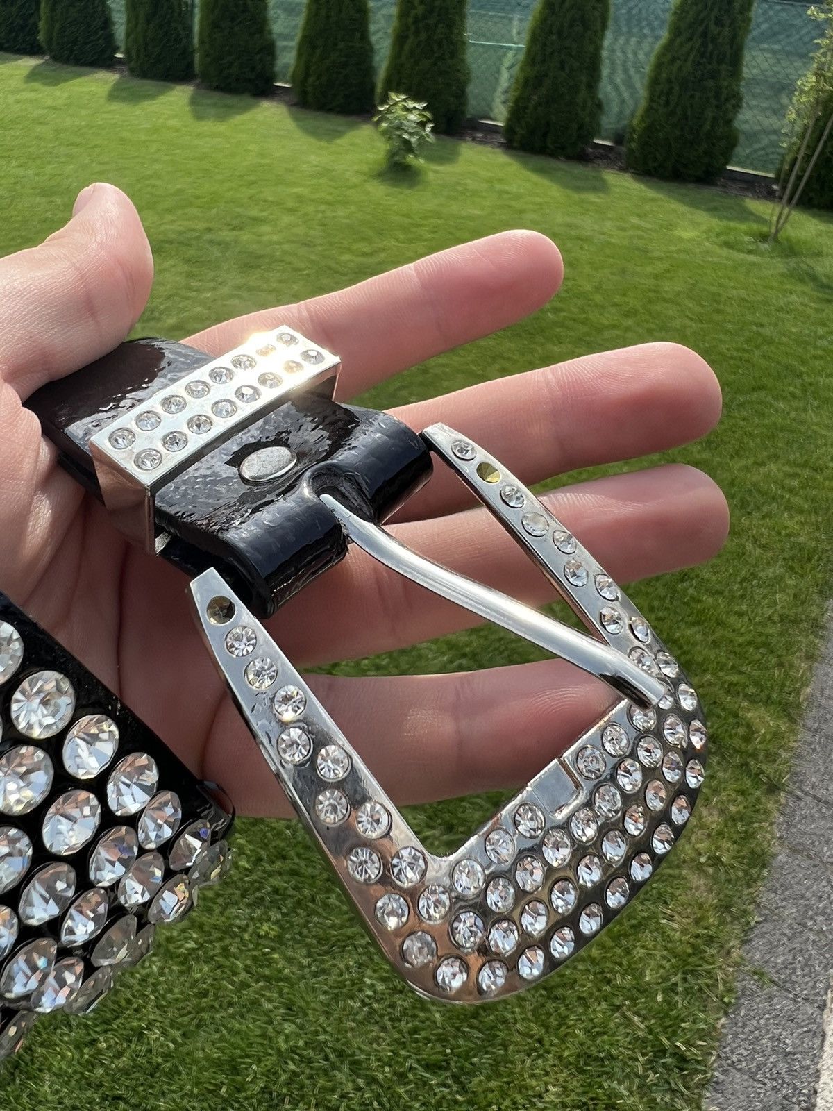 Japanese Brand Vintage like BB Simon Belt Chrome Y2k Crystals Silver Rare Size ONE SIZE - 4 Thumbnail