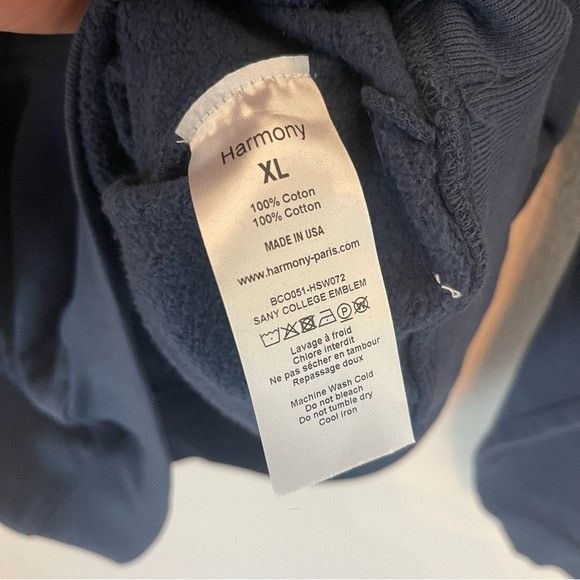 NEW HARMONY PARIS SANY COLLEGE EMBLEM NAVY BLUE HOODIE SZ XL