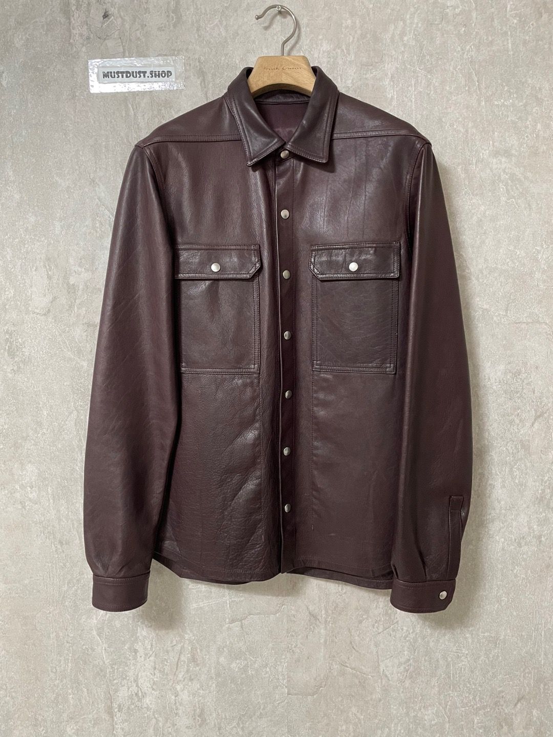 Pre-owned Rick Owens Leather Shirts Jacket In Burgandy
