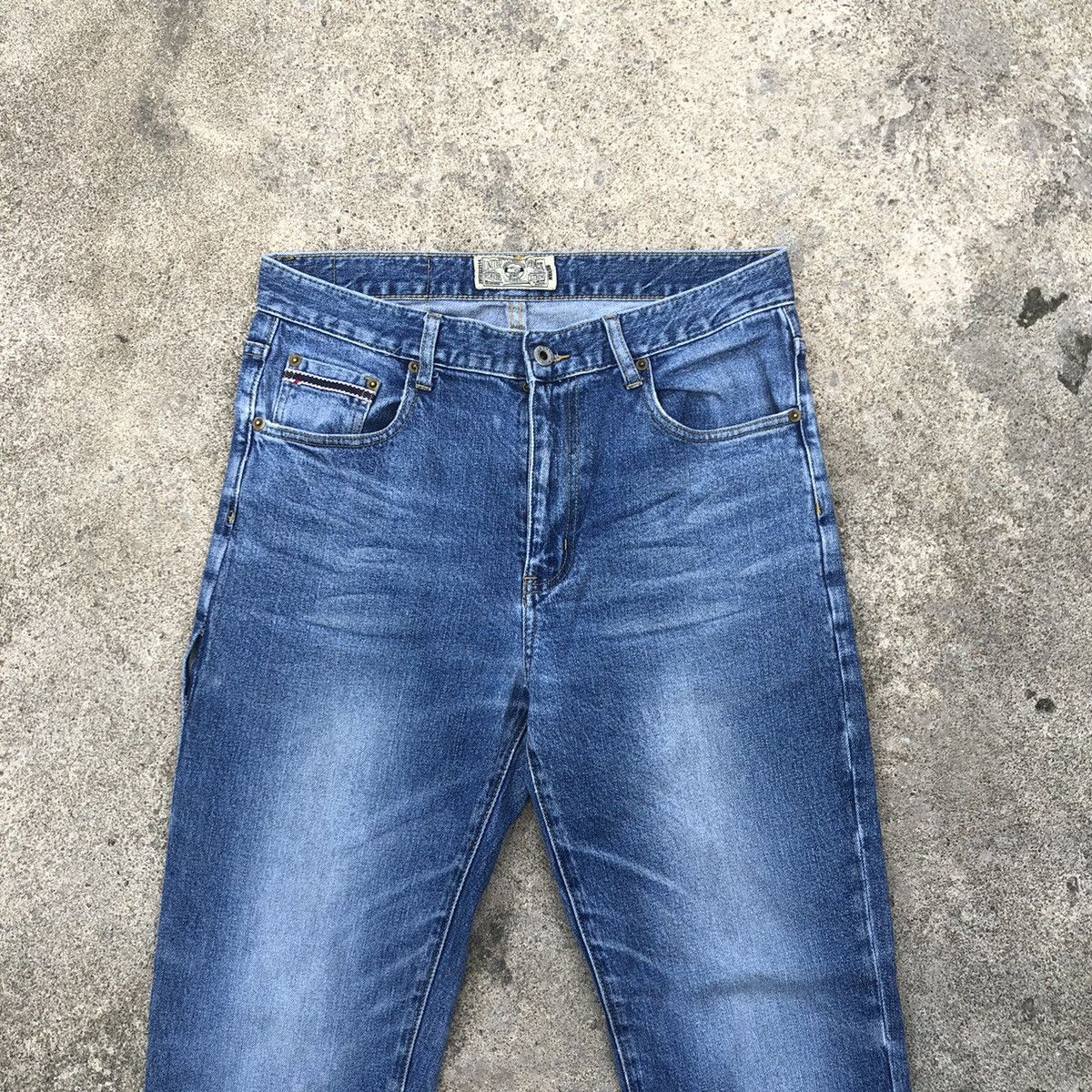 Japanese Brand 🔥Thrash🔥Billvan Stoned Wash Rips Distress Dirty Denim Jeans Size US 32 / EU 48 - 2 Thumbnail