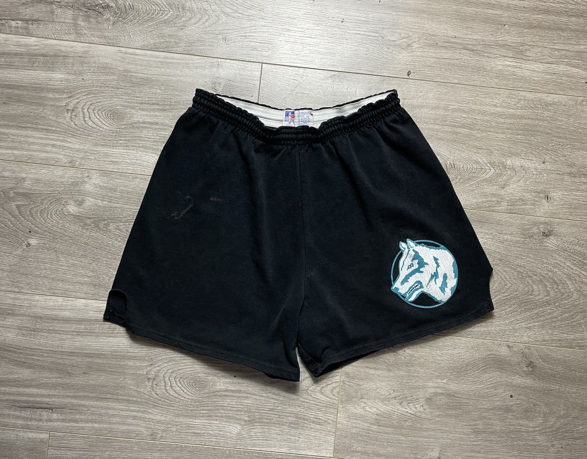 Short Vintage Russell Athletic Homme Bleu Marine Taille S – 100% Coton, Deadstock USA
