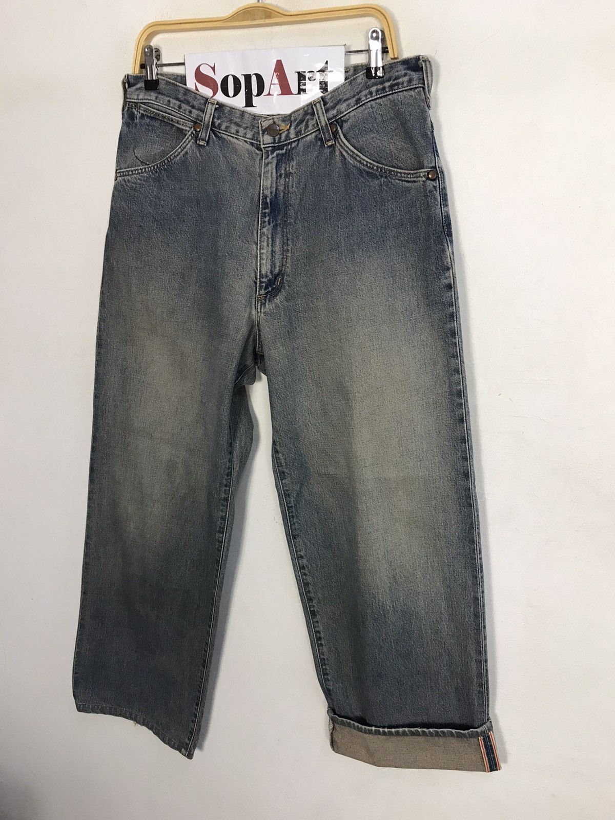 Vintage × Wrangler Vtg Wrangler Authentic Western Wear Selvedge Faded Colour Size US 33 - 4 Thumbnail