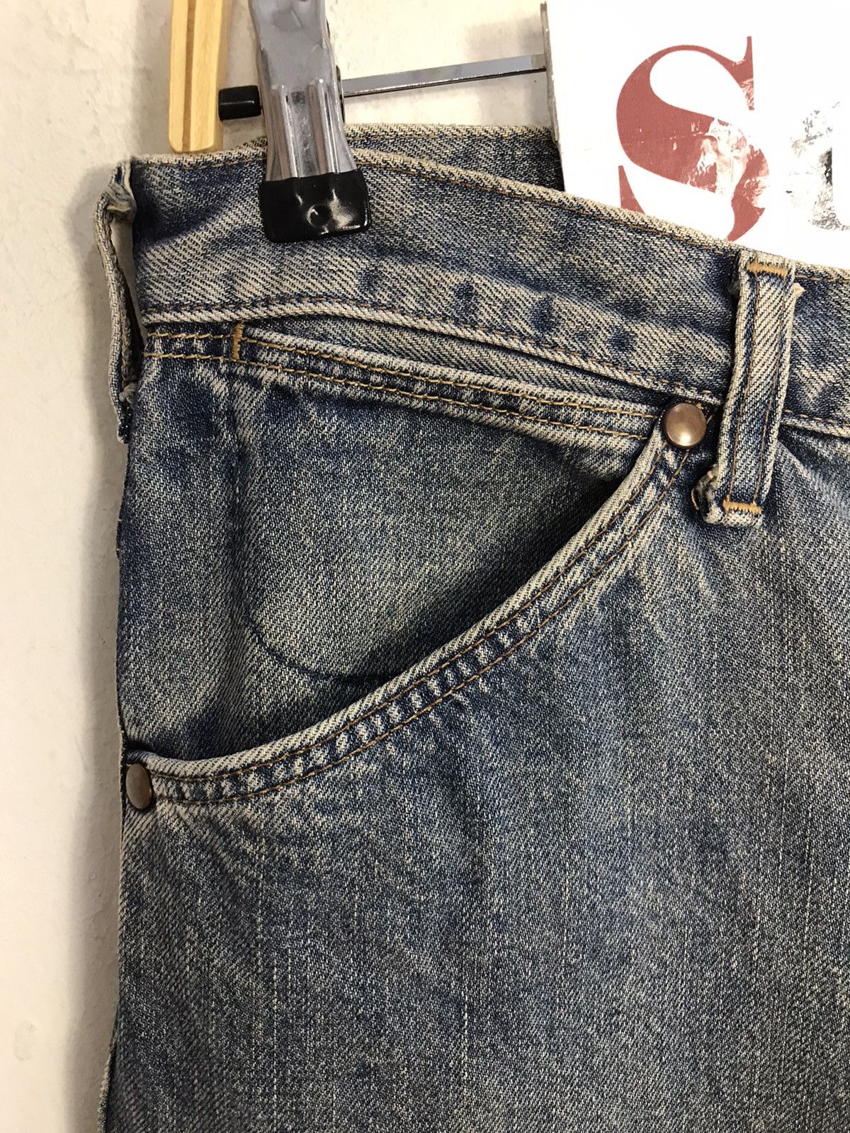 Vintage × Wrangler Vtg Wrangler Authentic Western Wear Selvedge Faded Colour Size US 33 - 9 Thumbnail