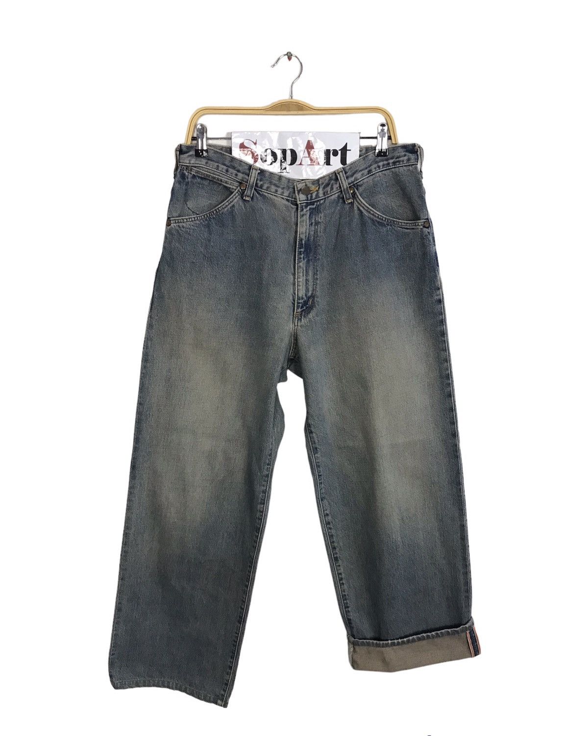 Vintage × Wrangler Vtg Wrangler Authentic Western Wear Selvedge Faded Colour Size US 33 - 1 Thumbnail