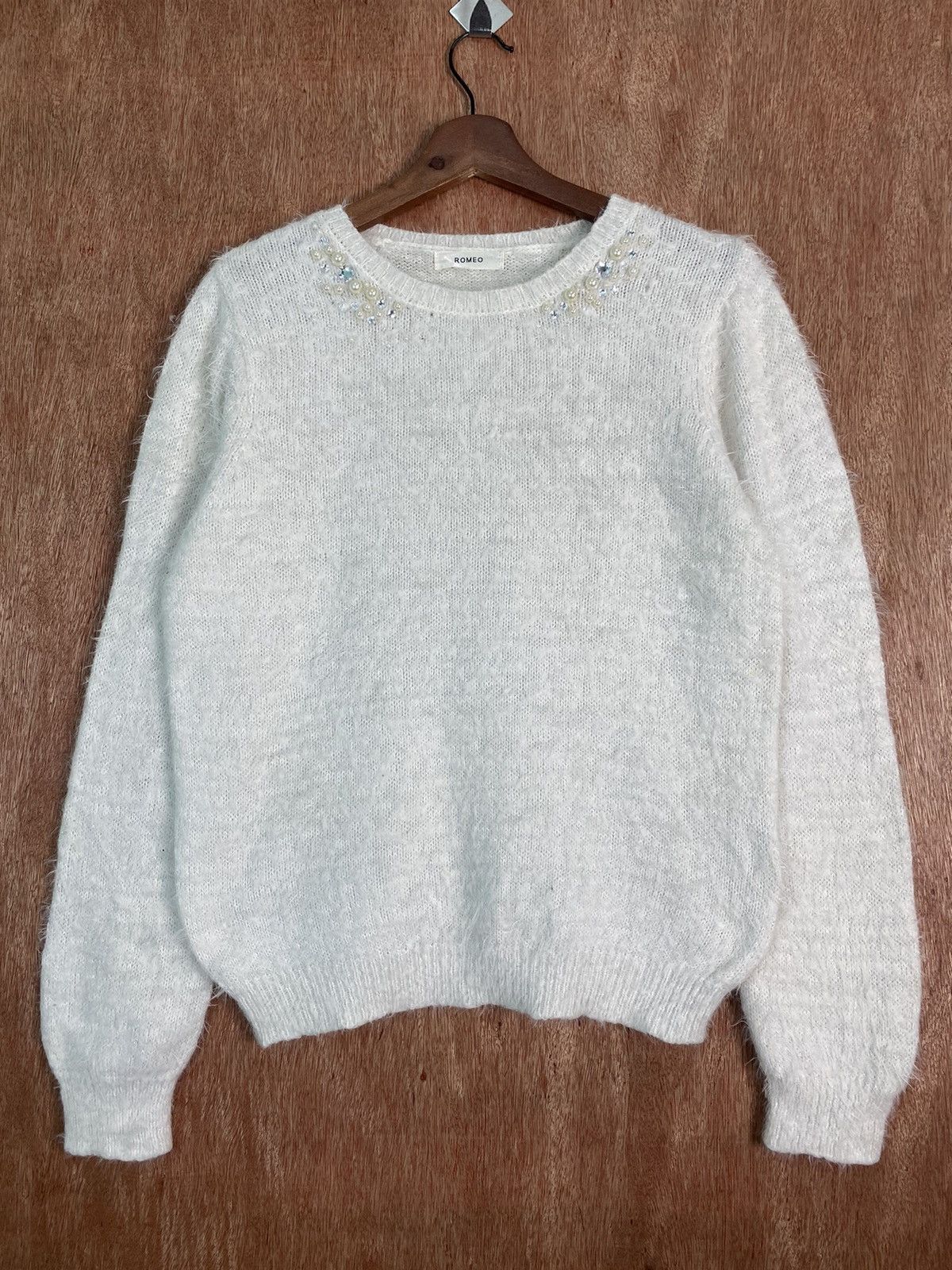 Homespun Knitwear × Japanese Brand DL Romeo White Shag Shaggy Fur Mohair Knitwear #B612 Size L / US 10 / IT 46 - 1 Thumbnail