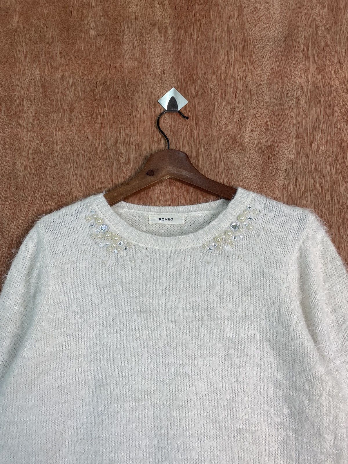 Homespun Knitwear × Japanese Brand DL Romeo White Shag Shaggy Fur Mohair Knitwear #B612 Size L / US 10 / IT 46 - 2 Thumbnail