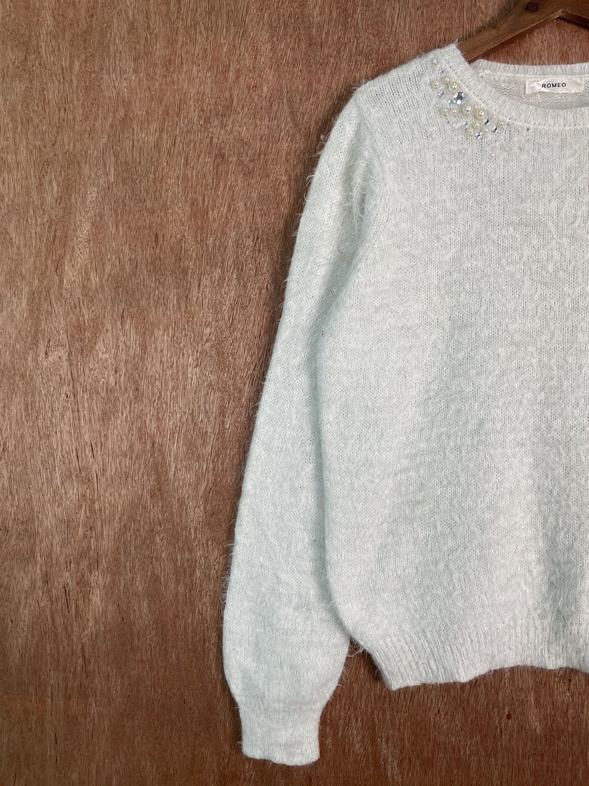 Homespun Knitwear × Japanese Brand DL Romeo White Shag Shaggy Fur Mohair Knitwear #B612 Size L / US 10 / IT 46 - 3 Thumbnail