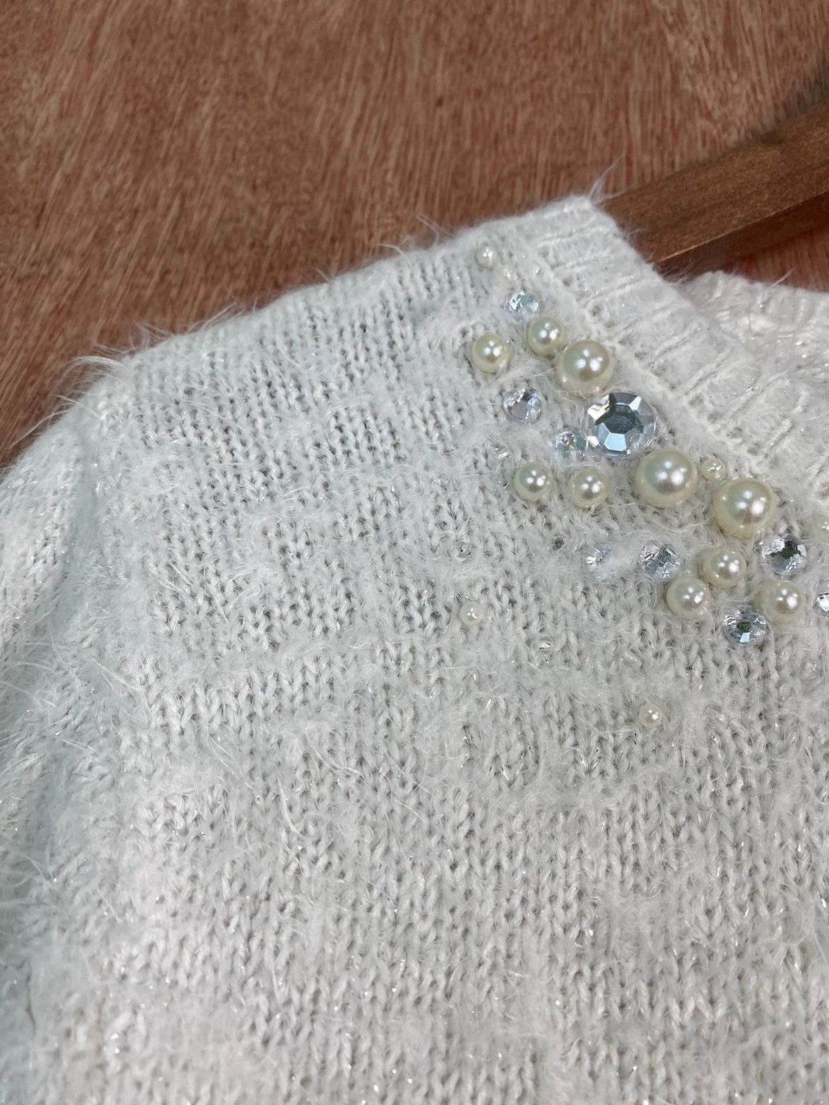 Homespun Knitwear × Japanese Brand DL Romeo White Shag Shaggy Fur Mohair Knitwear #B612 Size L / US 10 / IT 46 - 5 Thumbnail