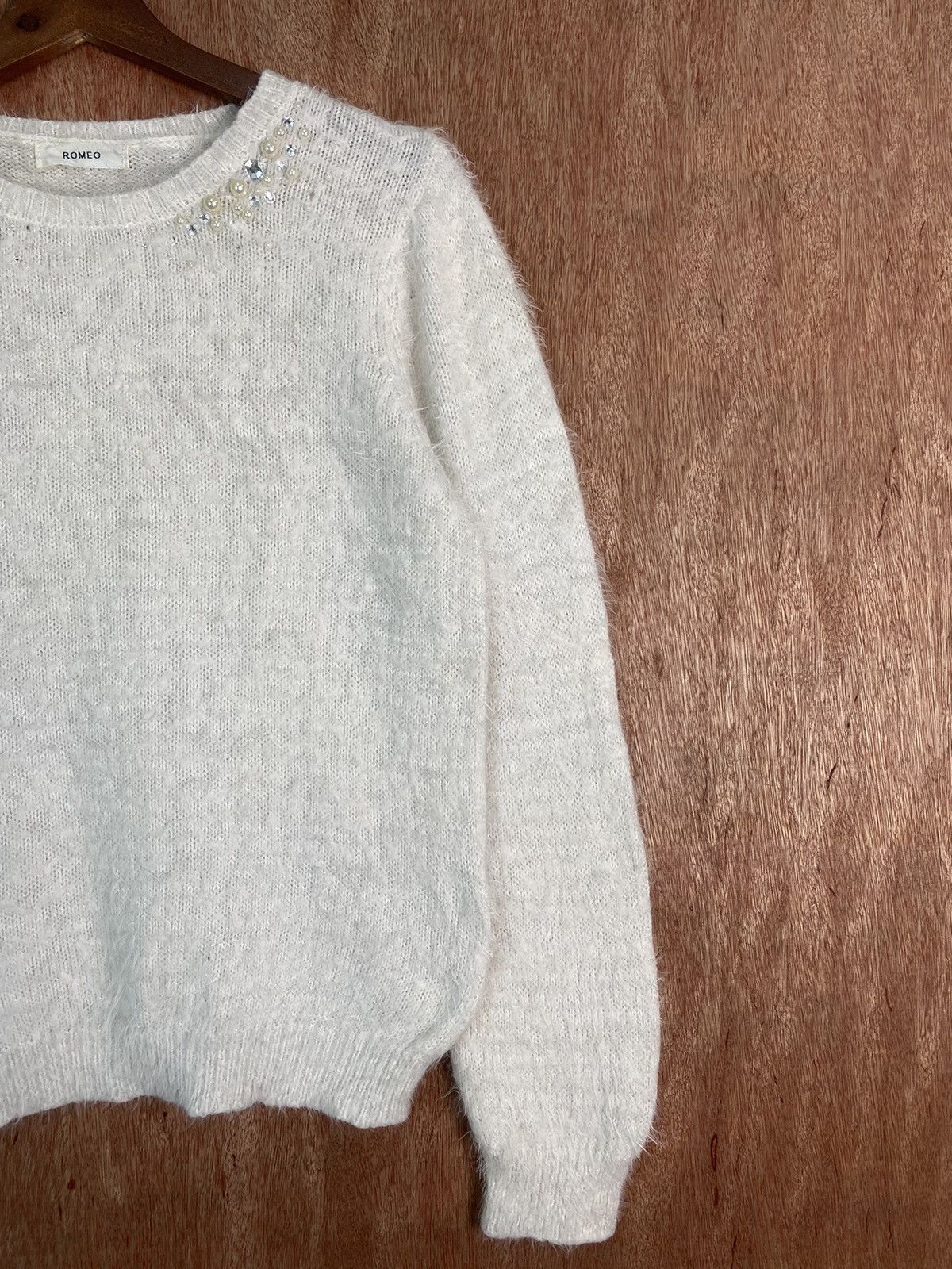 Homespun Knitwear × Japanese Brand DL Romeo White Shag Shaggy Fur Mohair Knitwear #B612 Size L / US 10 / IT 46 - 4 Thumbnail