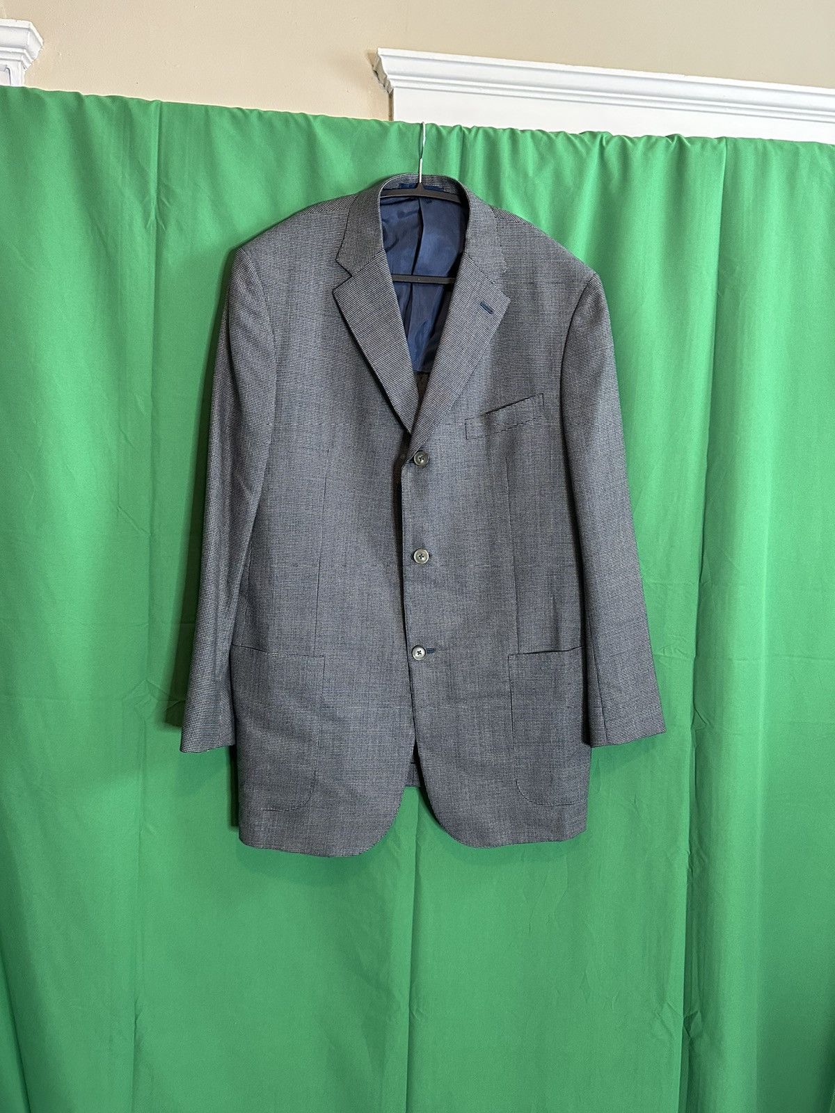 Isaia Super 140s wool micro check blazer Italy Size 44R - 1 Thumbnail