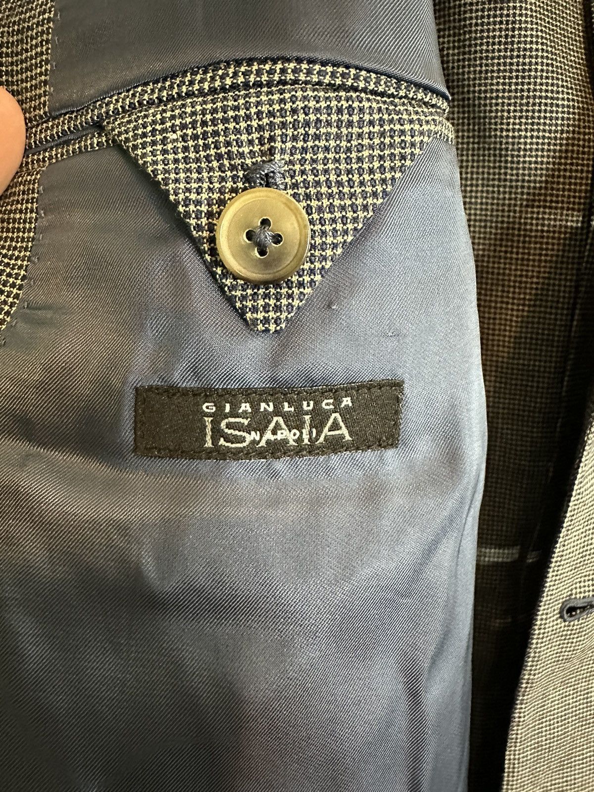 Isaia Super 140s wool micro check blazer Italy Size 44R - 8 Thumbnail