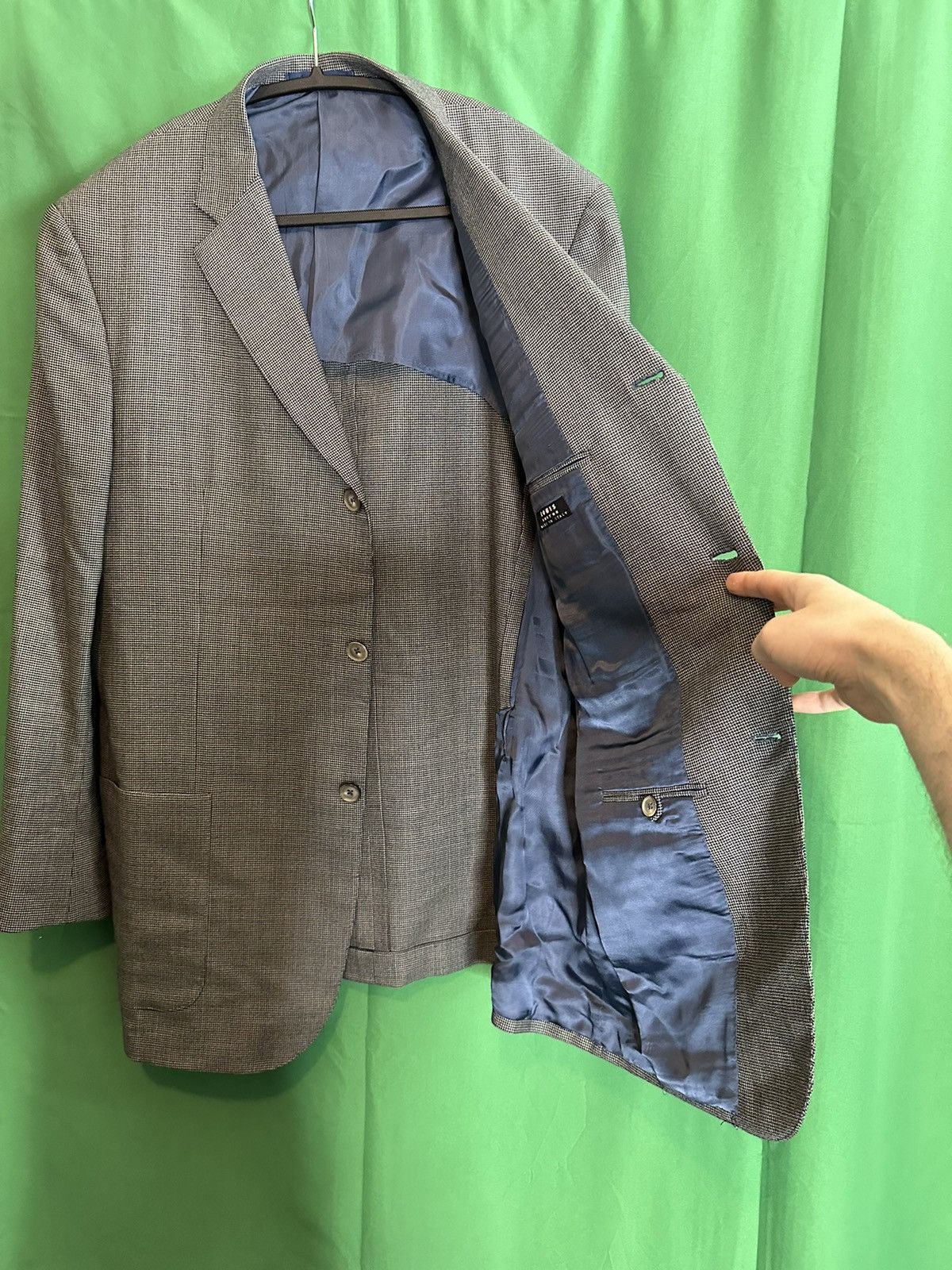 Isaia Super 140s wool micro check blazer Italy Size 44R - 7 Thumbnail