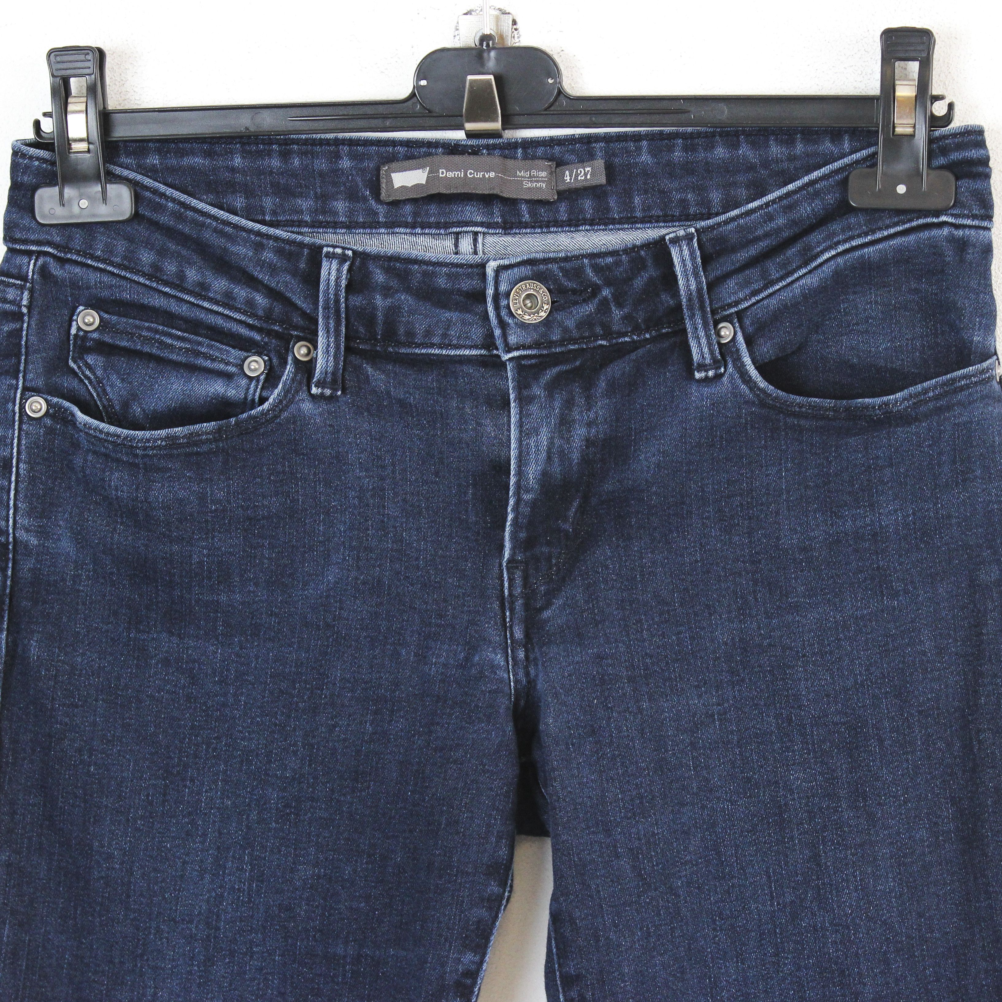 Levi's Demi Curve Skinny Jeans Women W27L34 Trousers Pants Mid Rise Size 27" / US 4 / IT 40 - 2 Thumbnail
