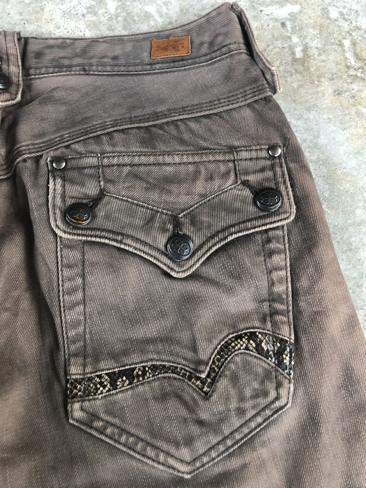 Nicole Club Nicole Club Flared Jeans Snake Skin Leather Distressed Size US 30 / EU 46 - 12 Thumbnail