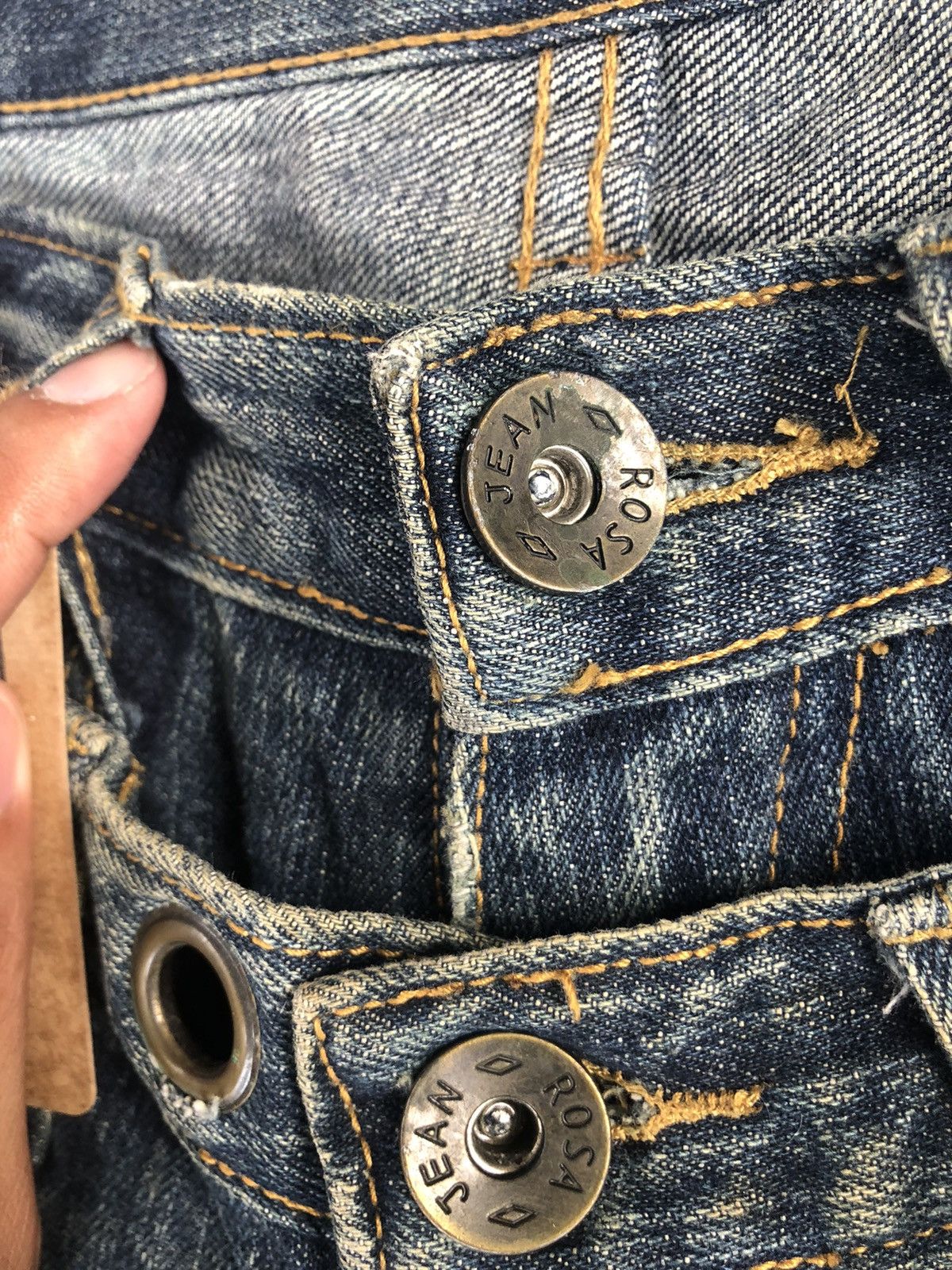 Japanese Brand Japanese Rosa Double Waist Distressed Jeans Size US 31 - 14 Thumbnail