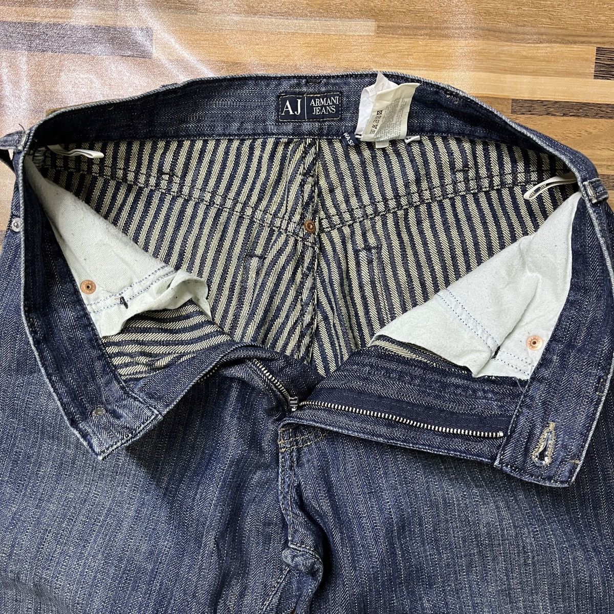 Armani × Vintage Vintage 90s Armani Jeans Striped Made In Italy Size US 29 - 12 Thumbnail