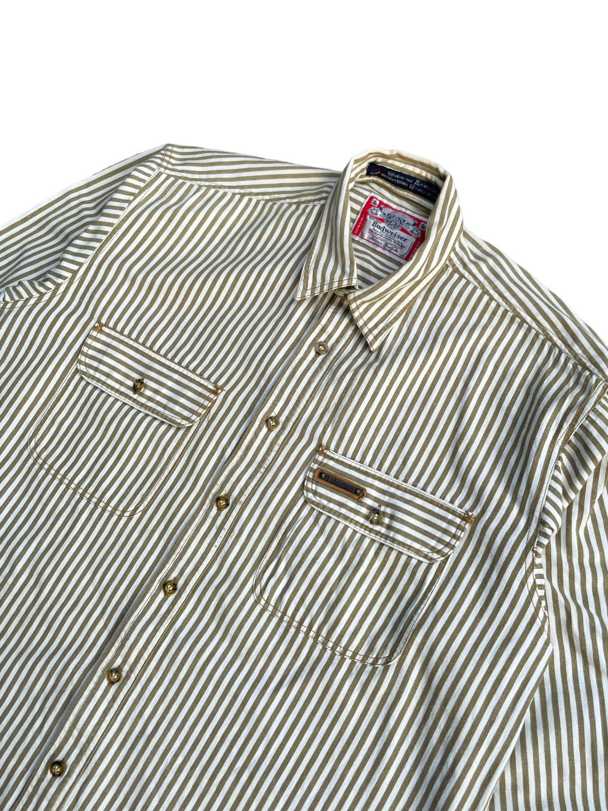 Budweiser × Vintage Vintage Budweiser Stripes Shirt Size US XL / EU 56 / 4 - 2 Thumbnail