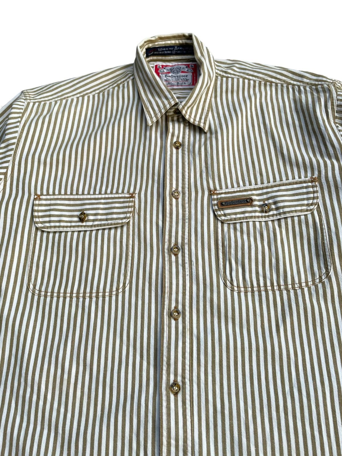Budweiser × Vintage Vintage Budweiser Stripes Shirt Size US XL / EU 56 / 4 - 3 Thumbnail