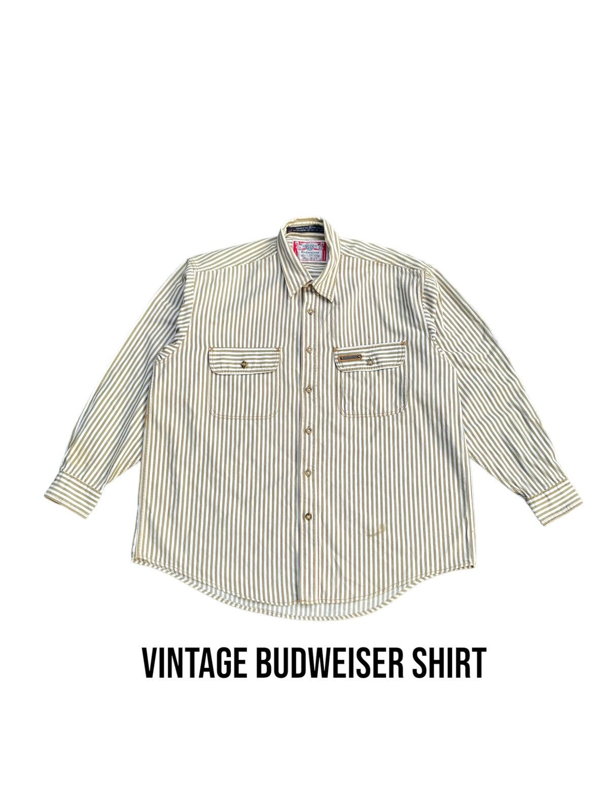 Budweiser × Vintage Vintage Budweiser Stripes Shirt Size US XL / EU 56 / 4 - 1 Thumbnail
