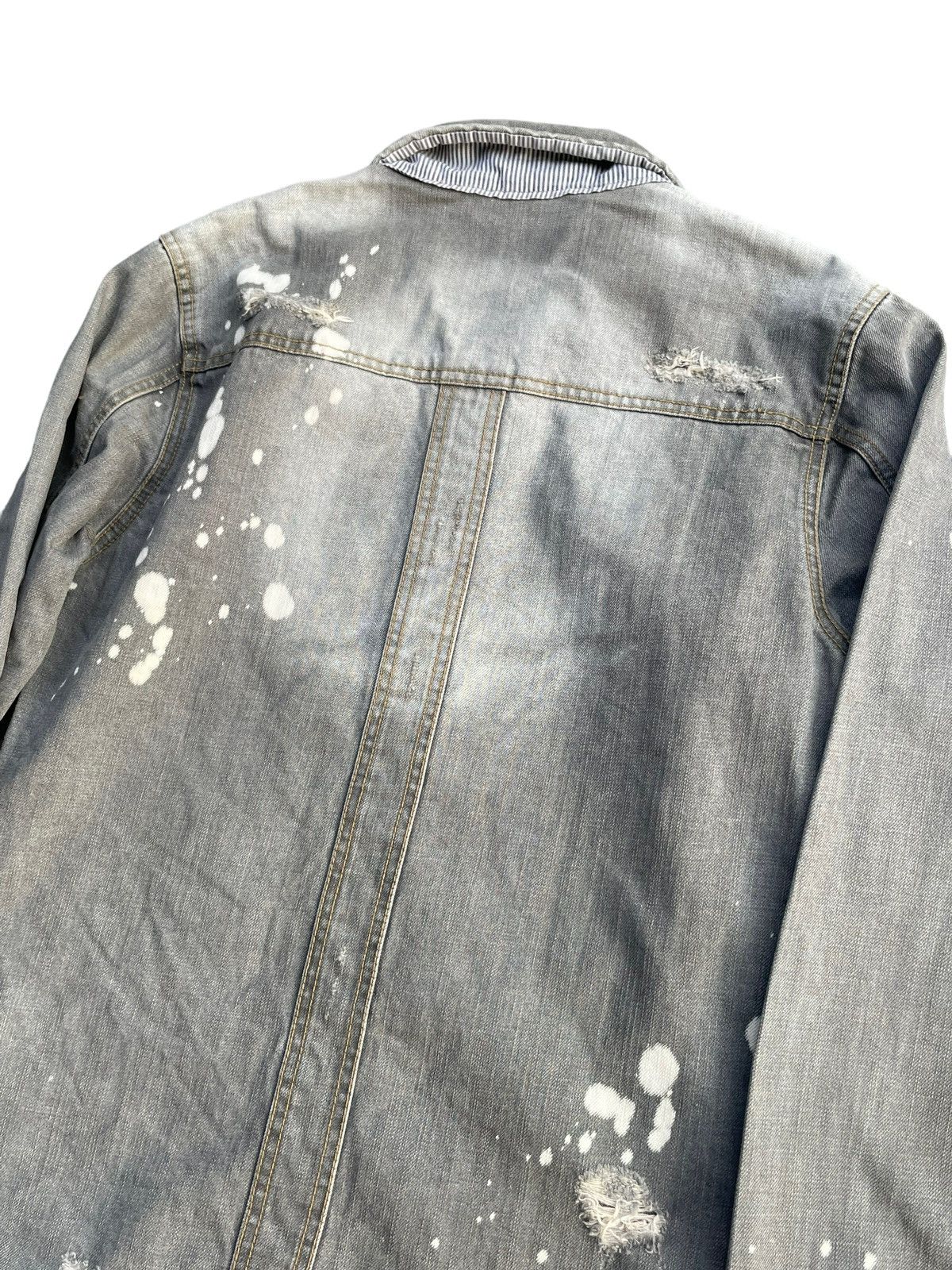 Japanese Brand JLJ Bleached Distresed Denim Shirt Size US M / EU 48-50 / 2 - 6 Thumbnail