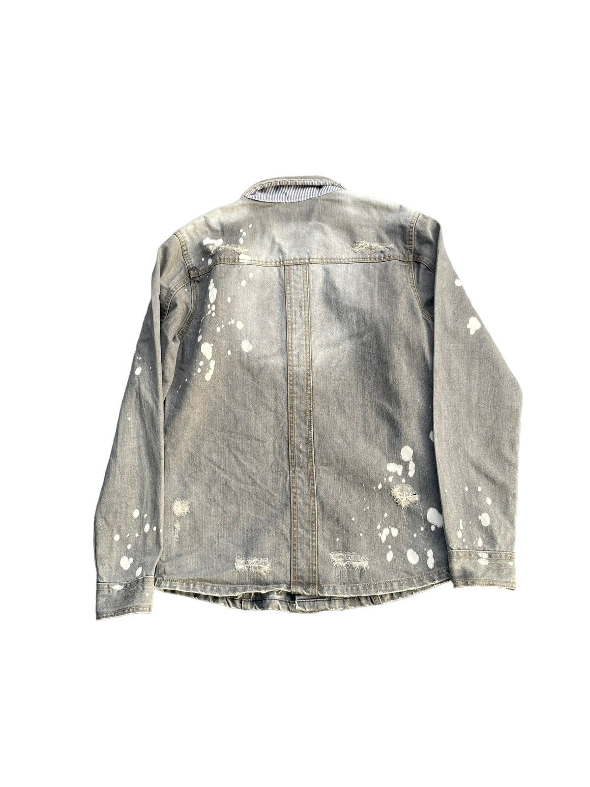 Japanese Brand JLJ Bleached Distresed Denim Shirt Size US M / EU 48-50 / 2 - 5 Thumbnail