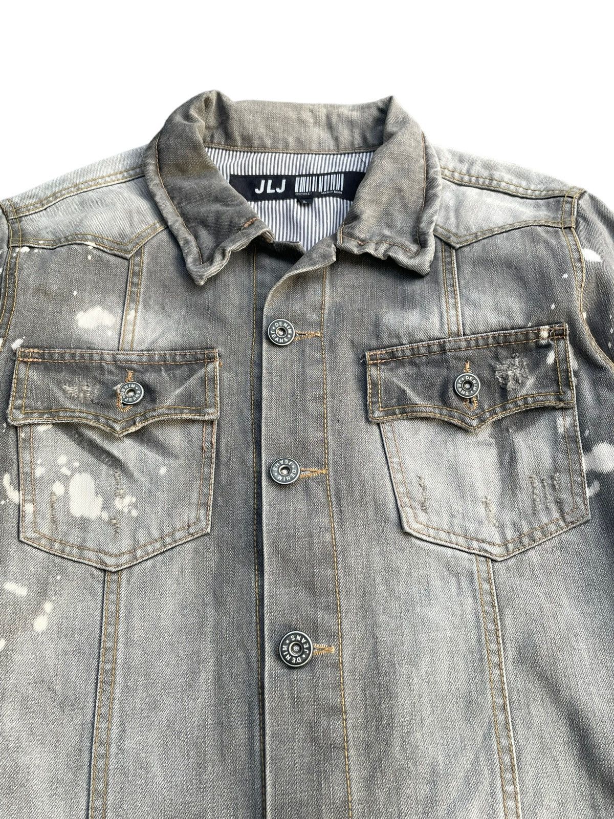 Japanese Brand JLJ Bleached Distresed Denim Shirt Size US M / EU 48-50 / 2 - 3 Thumbnail