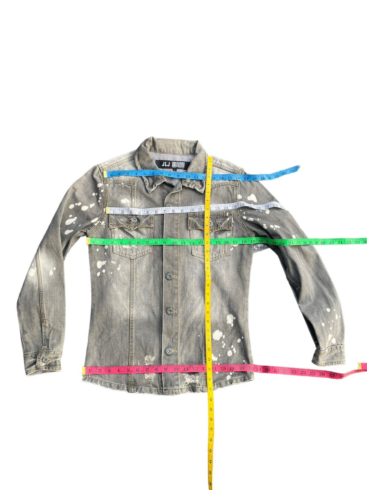 Japanese Brand JLJ Bleached Distresed Denim Shirt Size US M / EU 48-50 / 2 - 11 Thumbnail