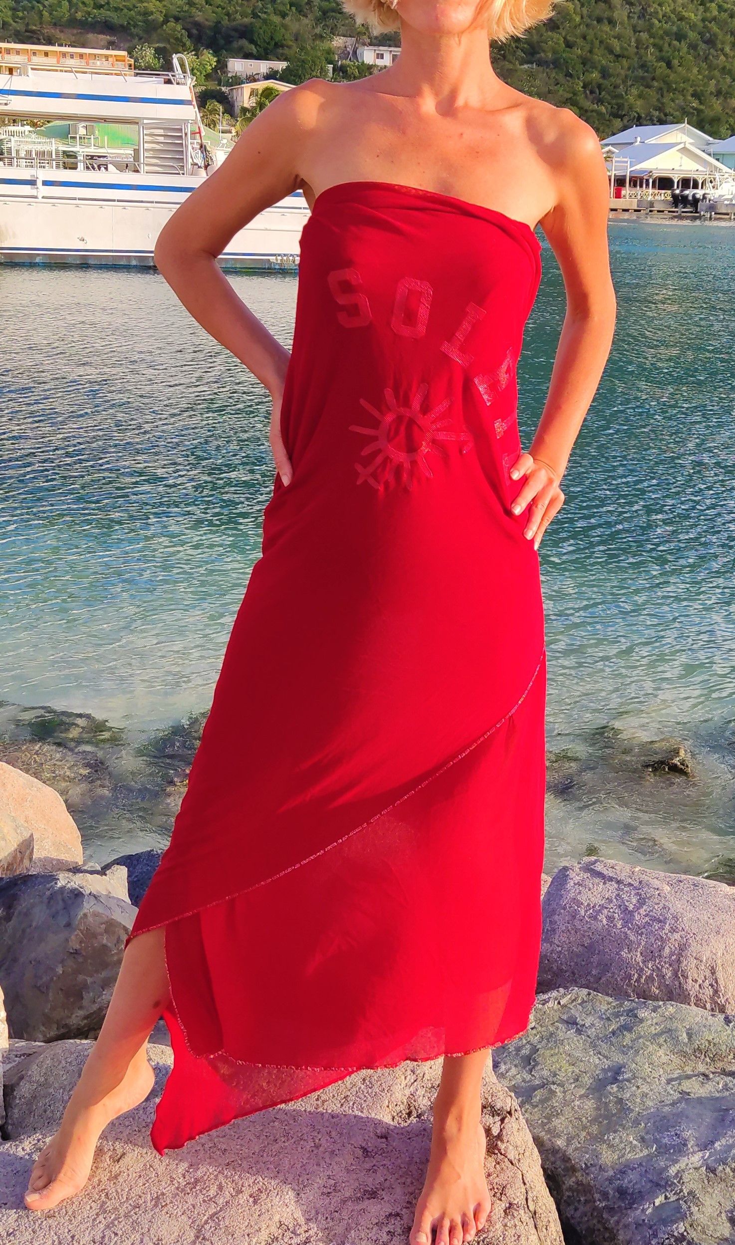 Jean Paul Gaultier Jean Paul Gaultier Red Soleil Logo Mesh Top Pareo Dress Size S / US 4 / IT 40 - 3 Thumbnail