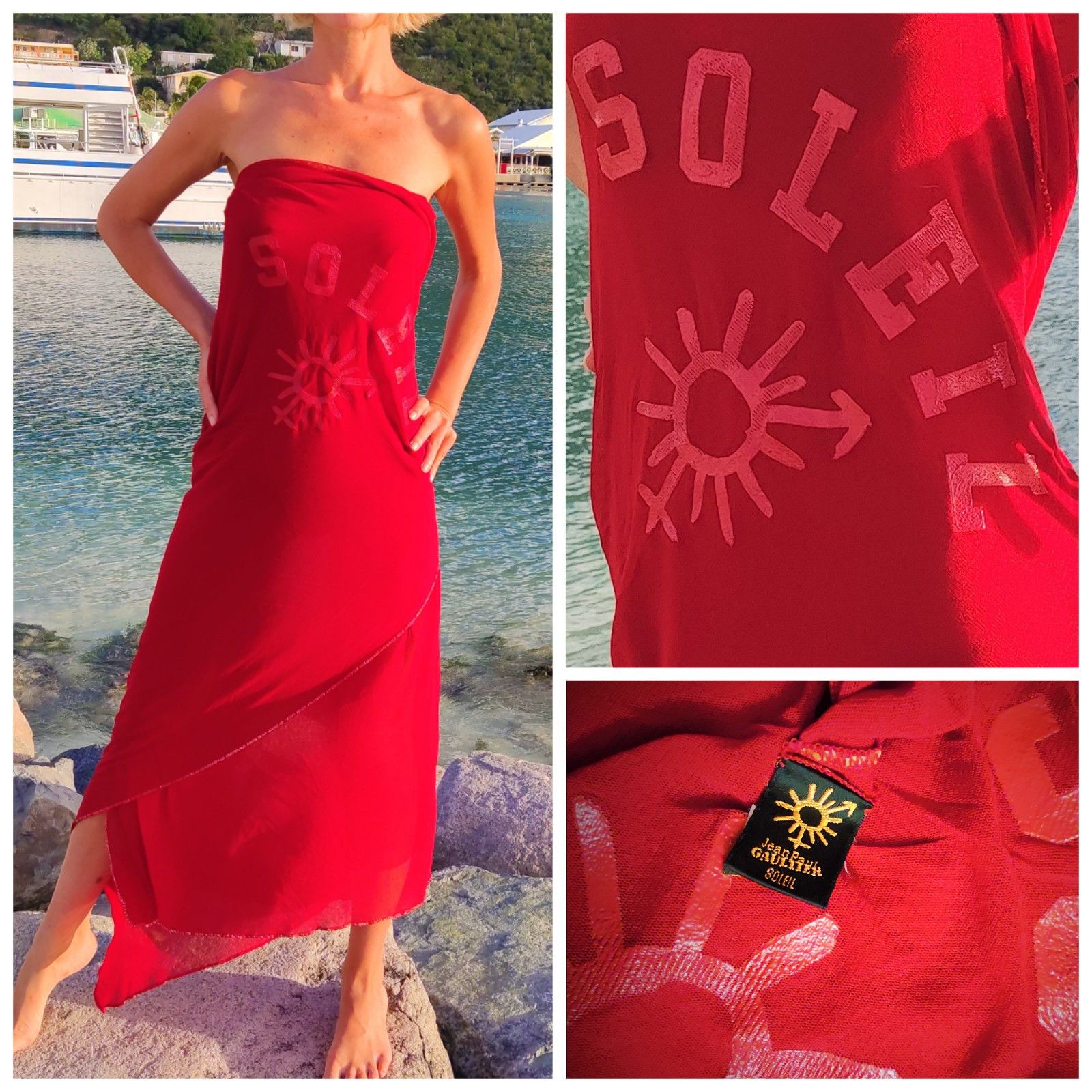 Jean Paul Gaultier Jean Paul Gaultier Red Soleil Logo Mesh Top Pareo Dress Size S / US 4 / IT 40 - 1 Thumbnail