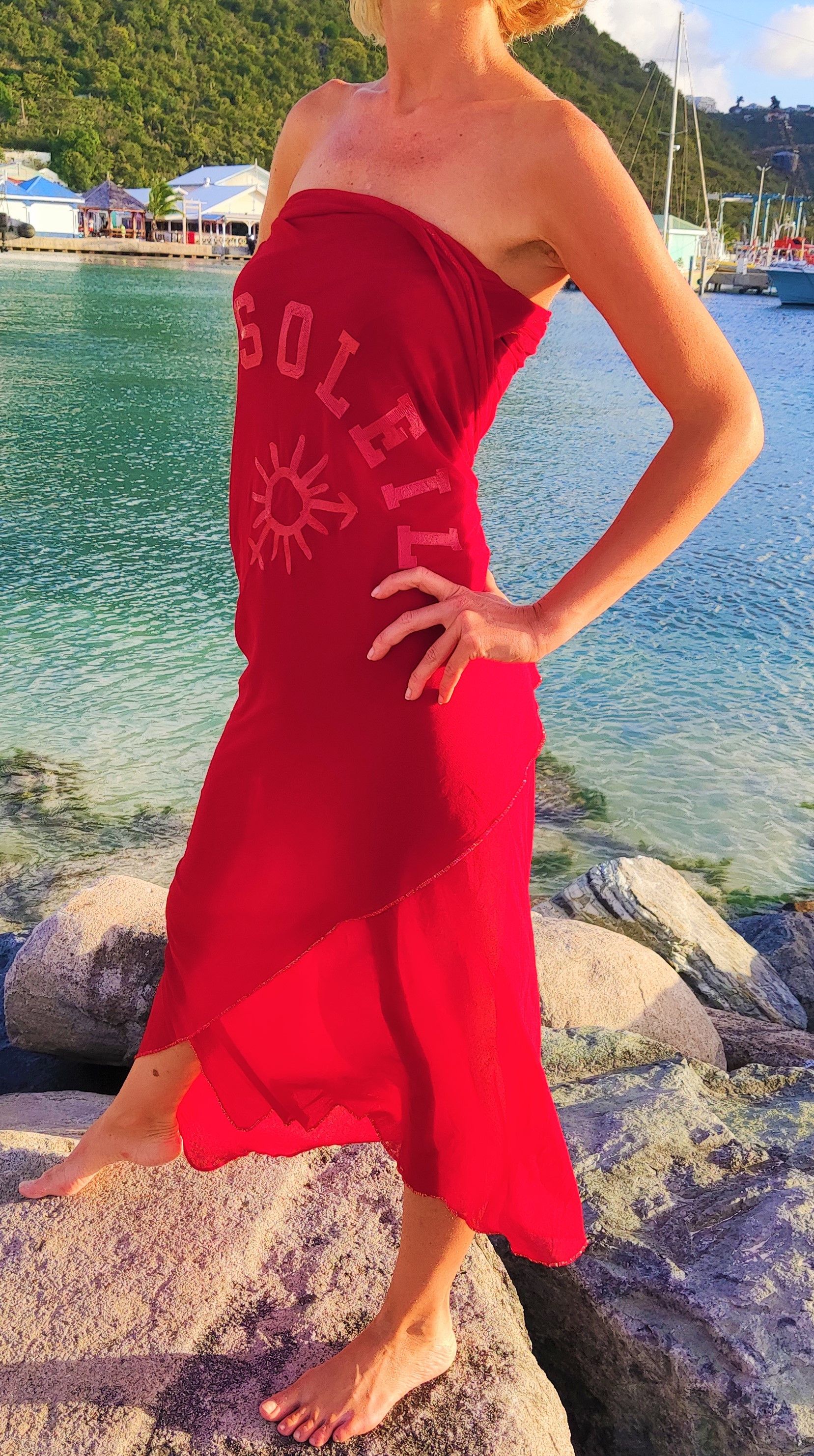 Jean Paul Gaultier Jean Paul Gaultier Red Soleil Logo Mesh Top Pareo Dress Size S / US 4 / IT 40 - 6 Thumbnail
