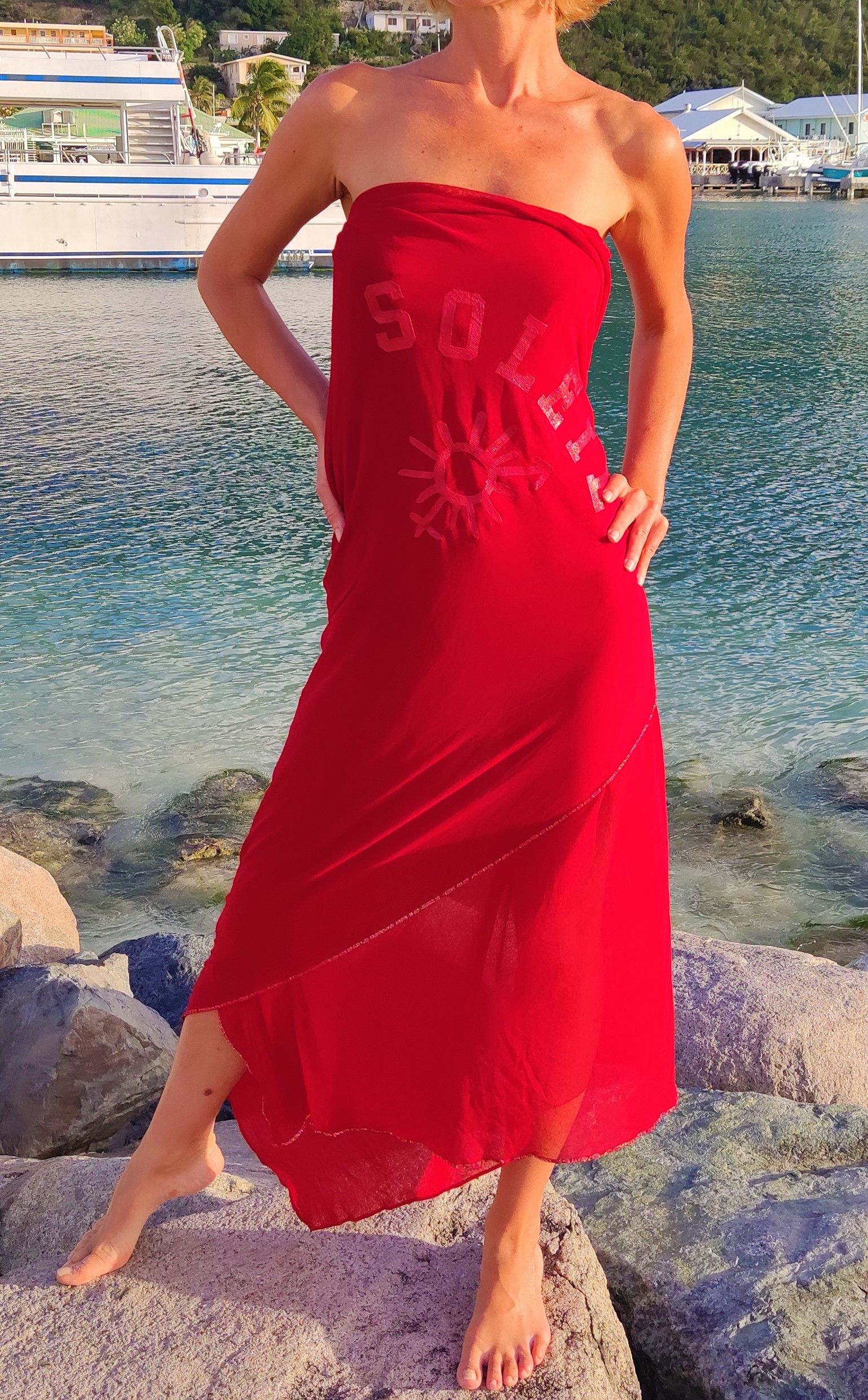 Jean Paul Gaultier Jean Paul Gaultier Red Soleil Logo Mesh Top Pareo Dress Size S / US 4 / IT 40 - 2 Thumbnail