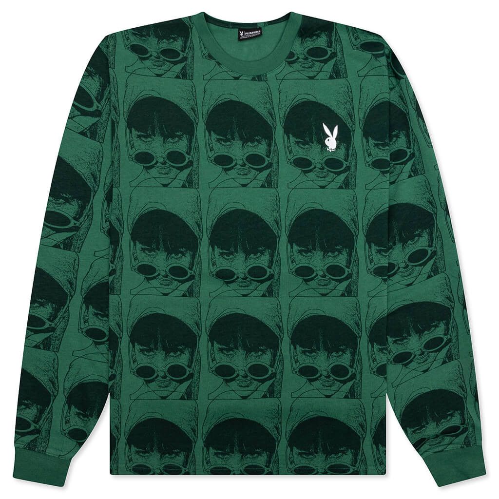 image of Playboy x Pleasures Playmate Heavyweight Longsleeve in Green, Men's (Size Large)