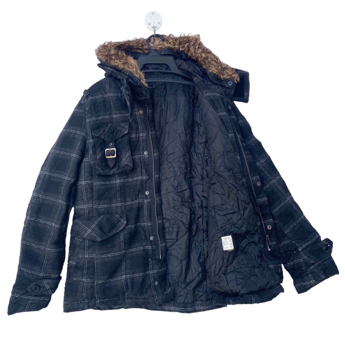 In The Attic In The Attic cargo pocket checkered fur neck lined jacket Size L / US 10 / IT 46 - 3 Thumbnail
